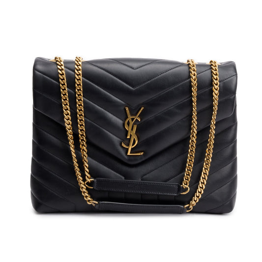 Saint Laurent 2020 Black Quilted Leather Medium Loulou Monogram Shoulder Bag