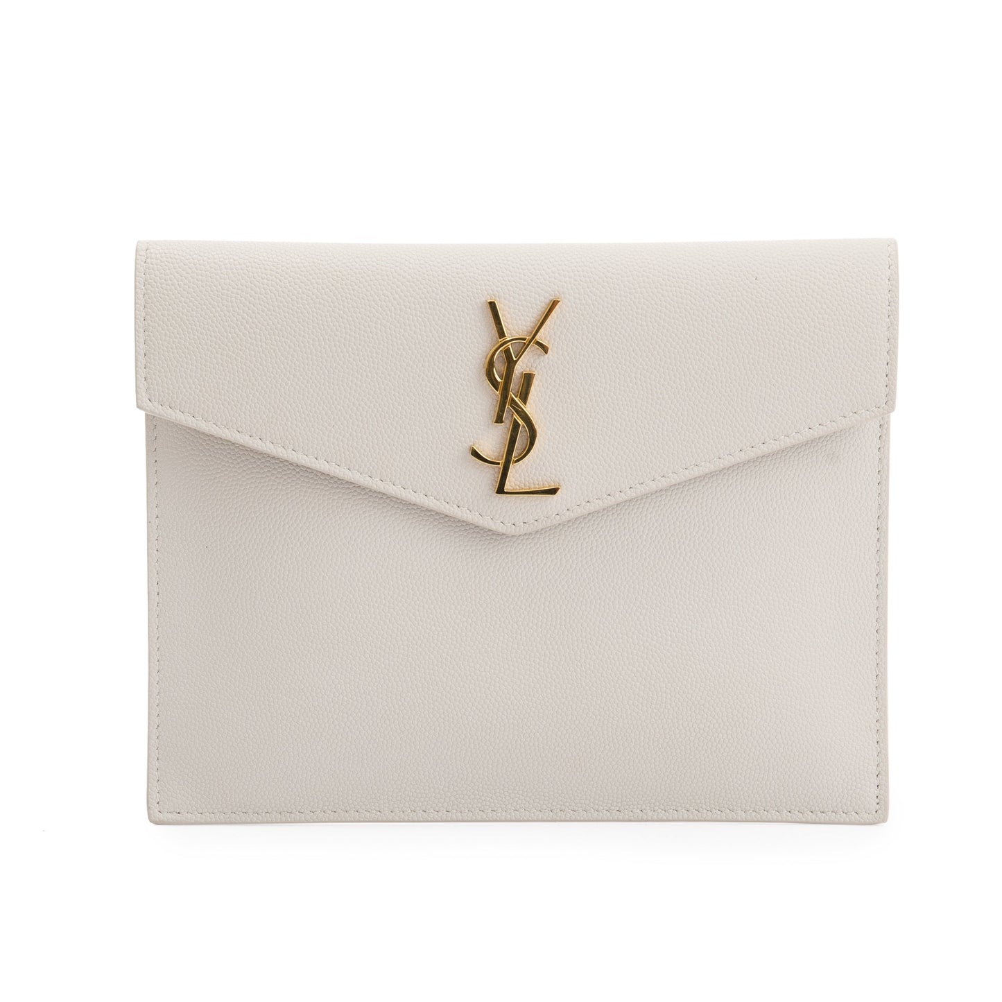 Saint Laurent 2020 Creme Grain de Poudre Monogram Uptown Baby Pouch
