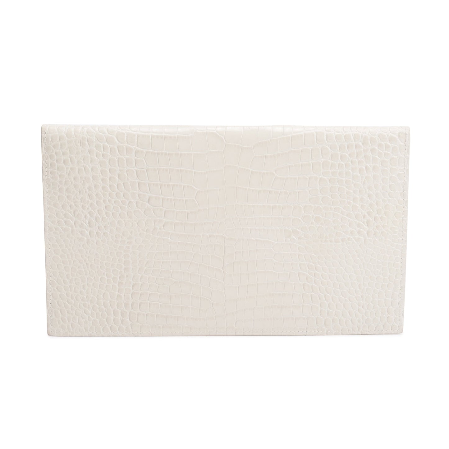 Saint Laurent 2020 Neutral Crocodile-Embossed Leather Uptown Pouch