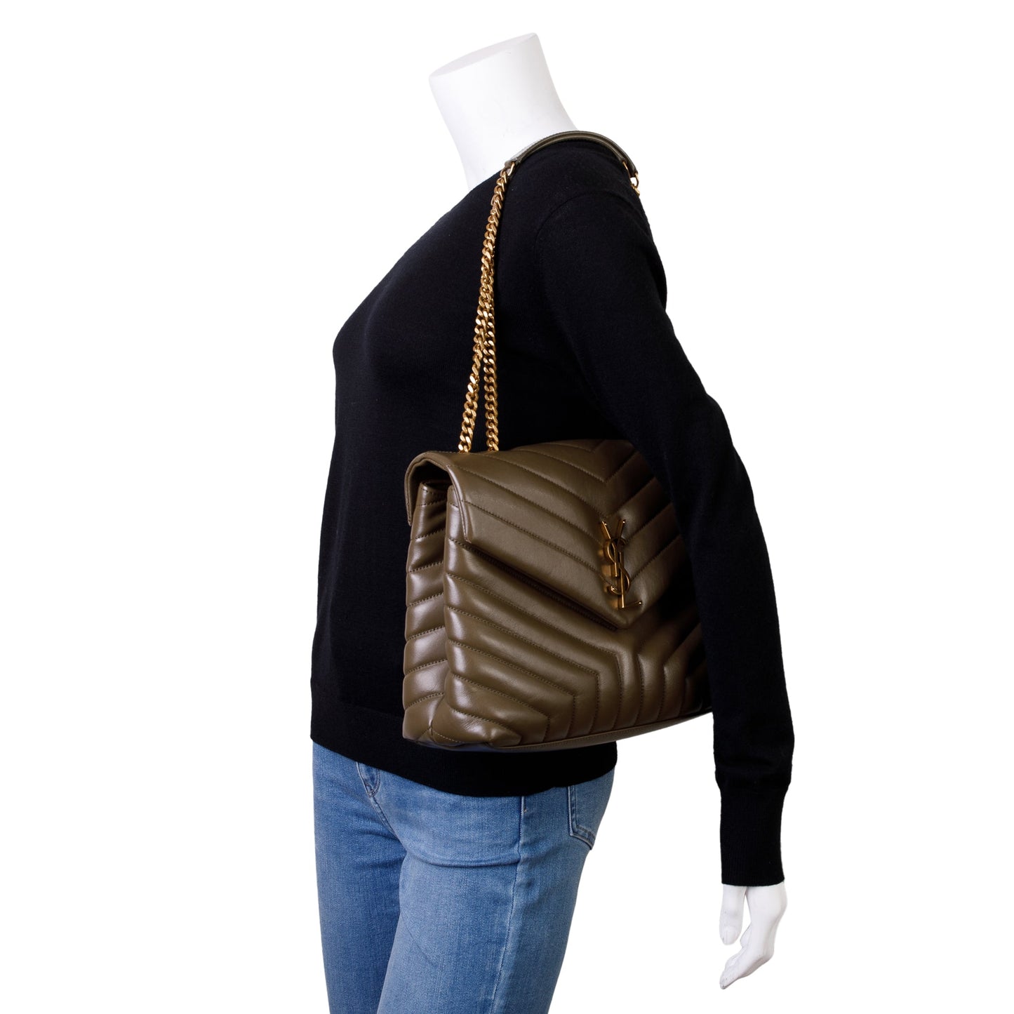 Saint Laurent 2020 Olive Green Medium Loulou Monogram Shoulder Bag