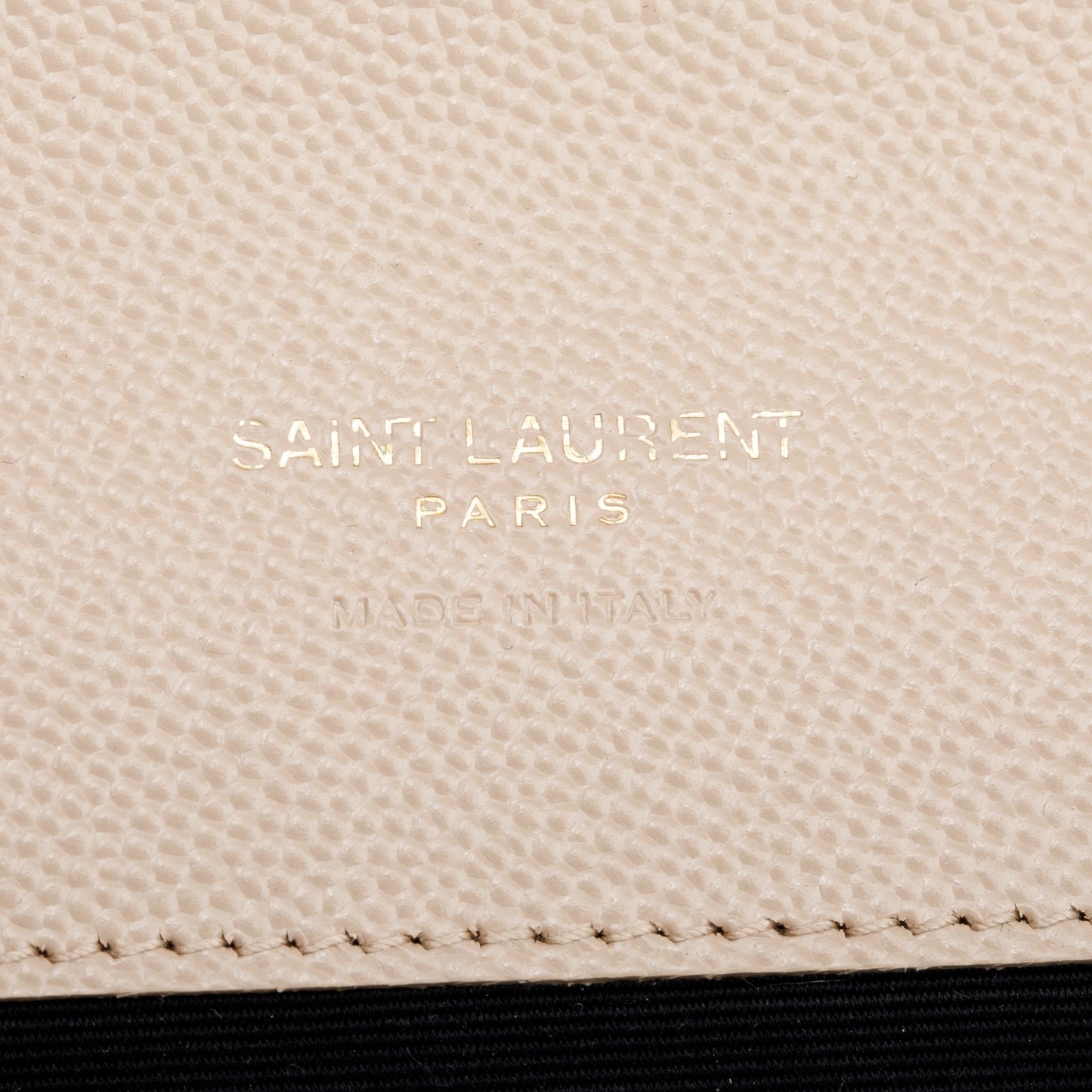 Saint Laurent 2021 Beige Grain de Poudre Matelasse Leather Cassandre Flap Wristlet Pouch