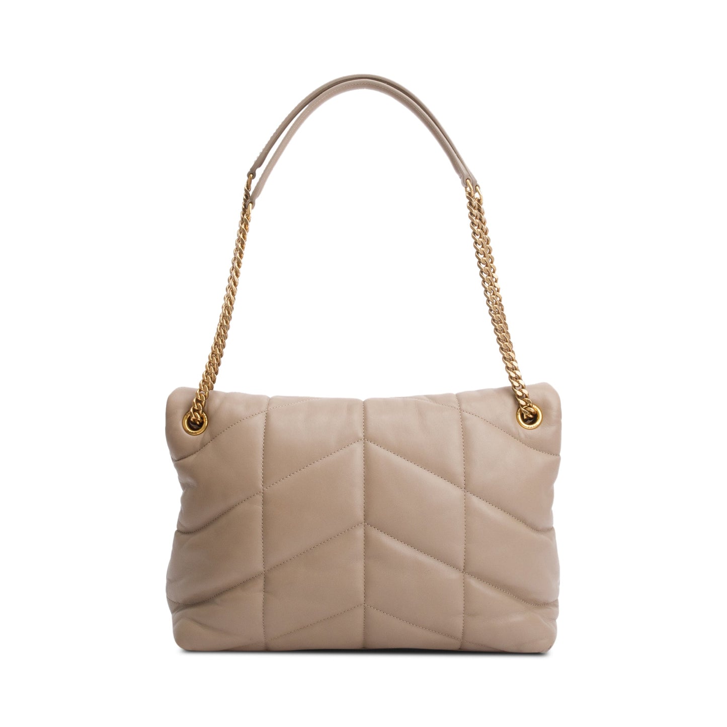 Saint Laurent 2021 Beige Nappa Leather Medium Puffer Loulou Shoulder Bag