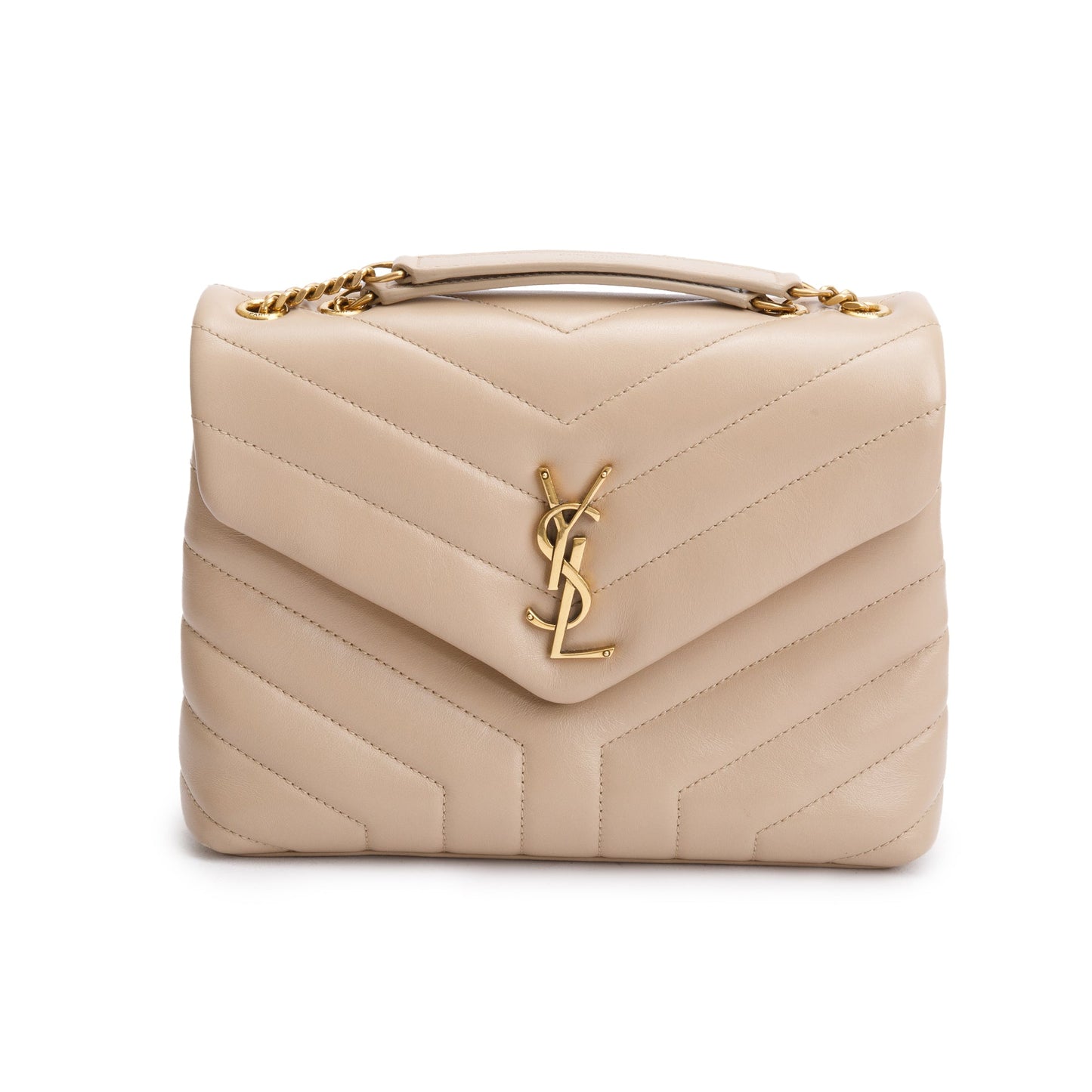 Saint Laurent 2021 Beige Quilted Leather Small Loulou Shoulder Bag