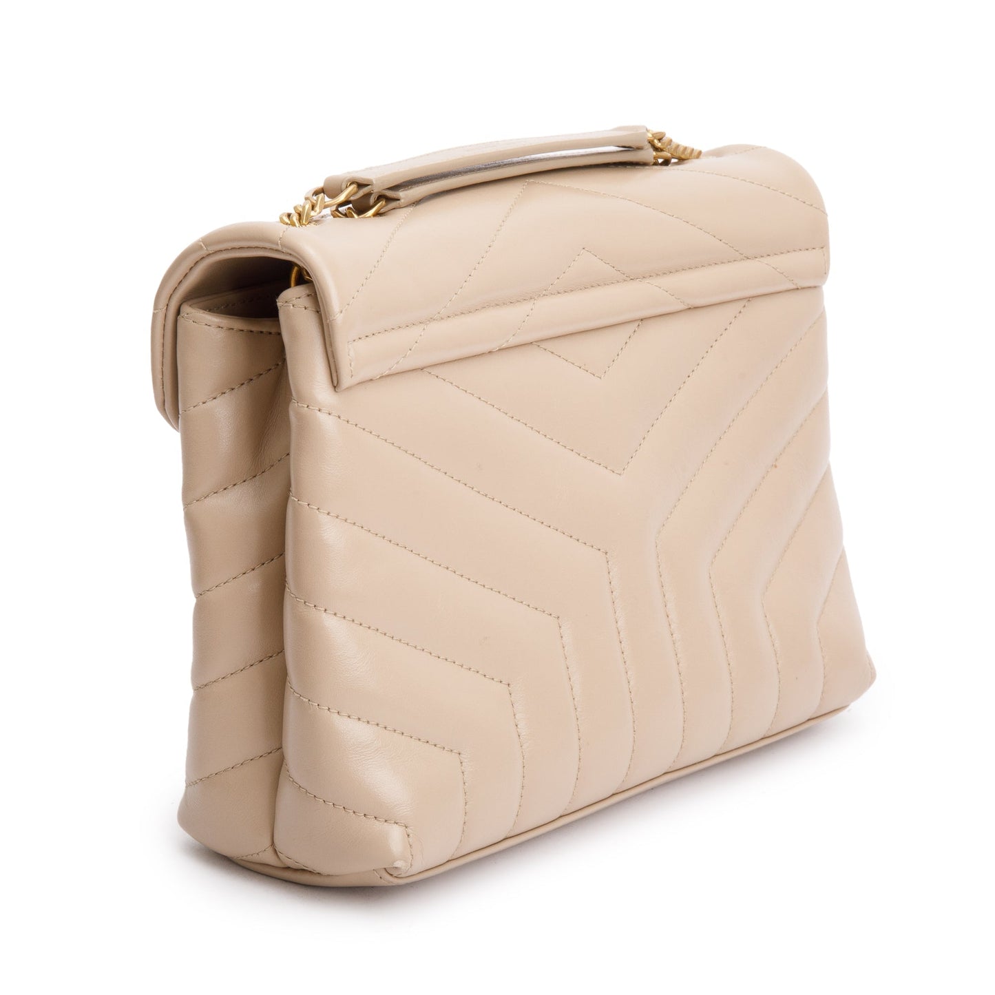 Saint Laurent 2021 Beige Quilted Leather Small Loulou Shoulder Bag