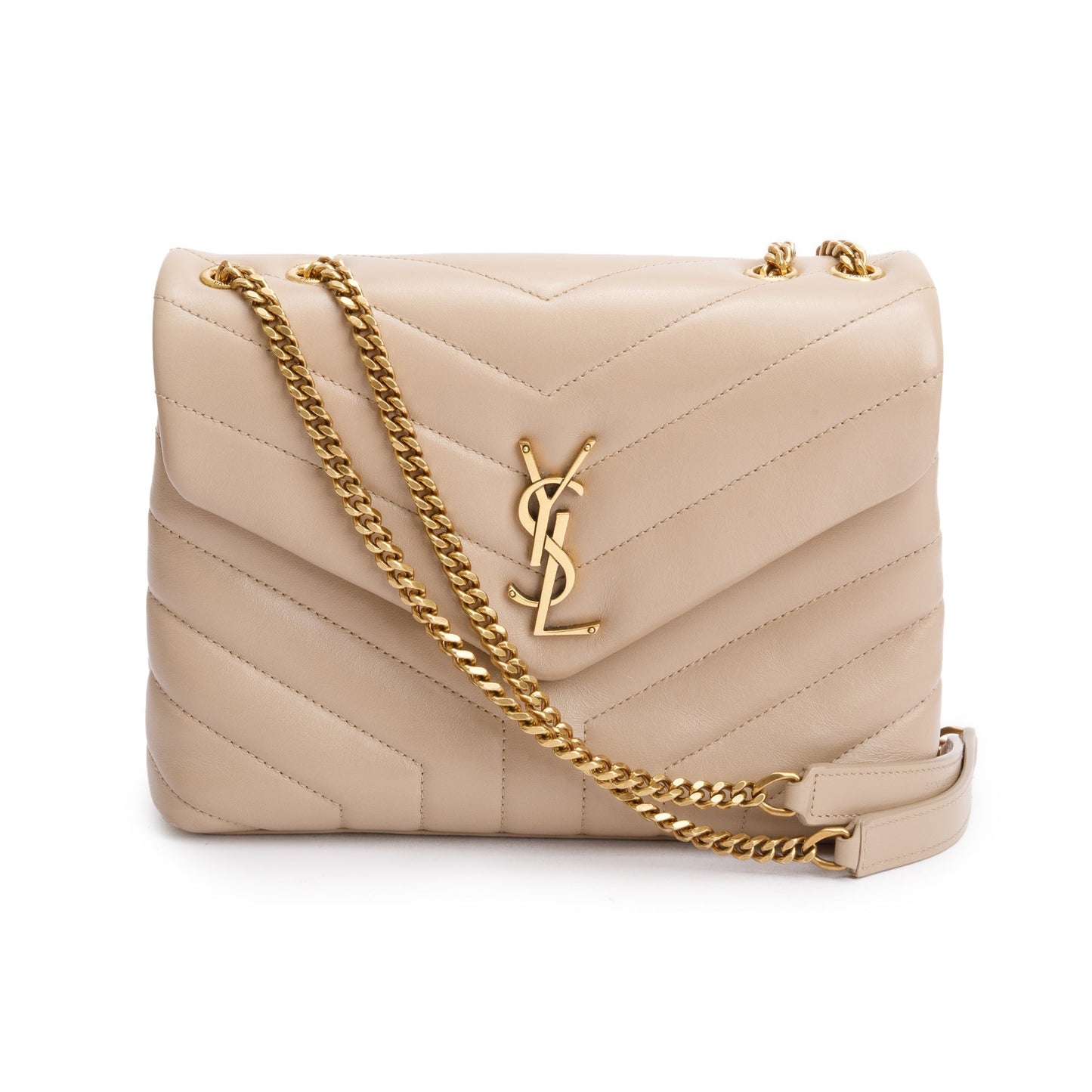 Saint Laurent 2021 Beige Quilted Leather Small Loulou Shoulder Bag