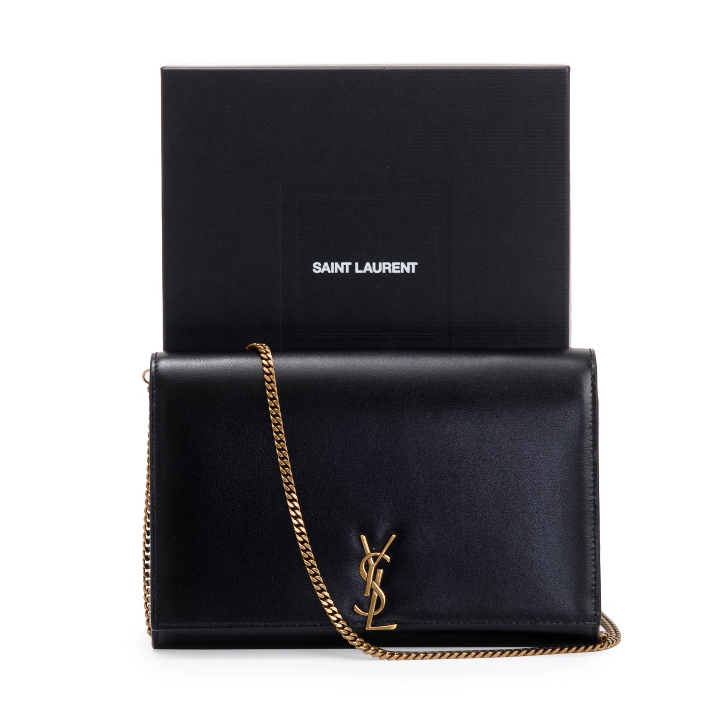 Saint Laurent 2021 Black Calfksin Leather Monogram Chain Wallet