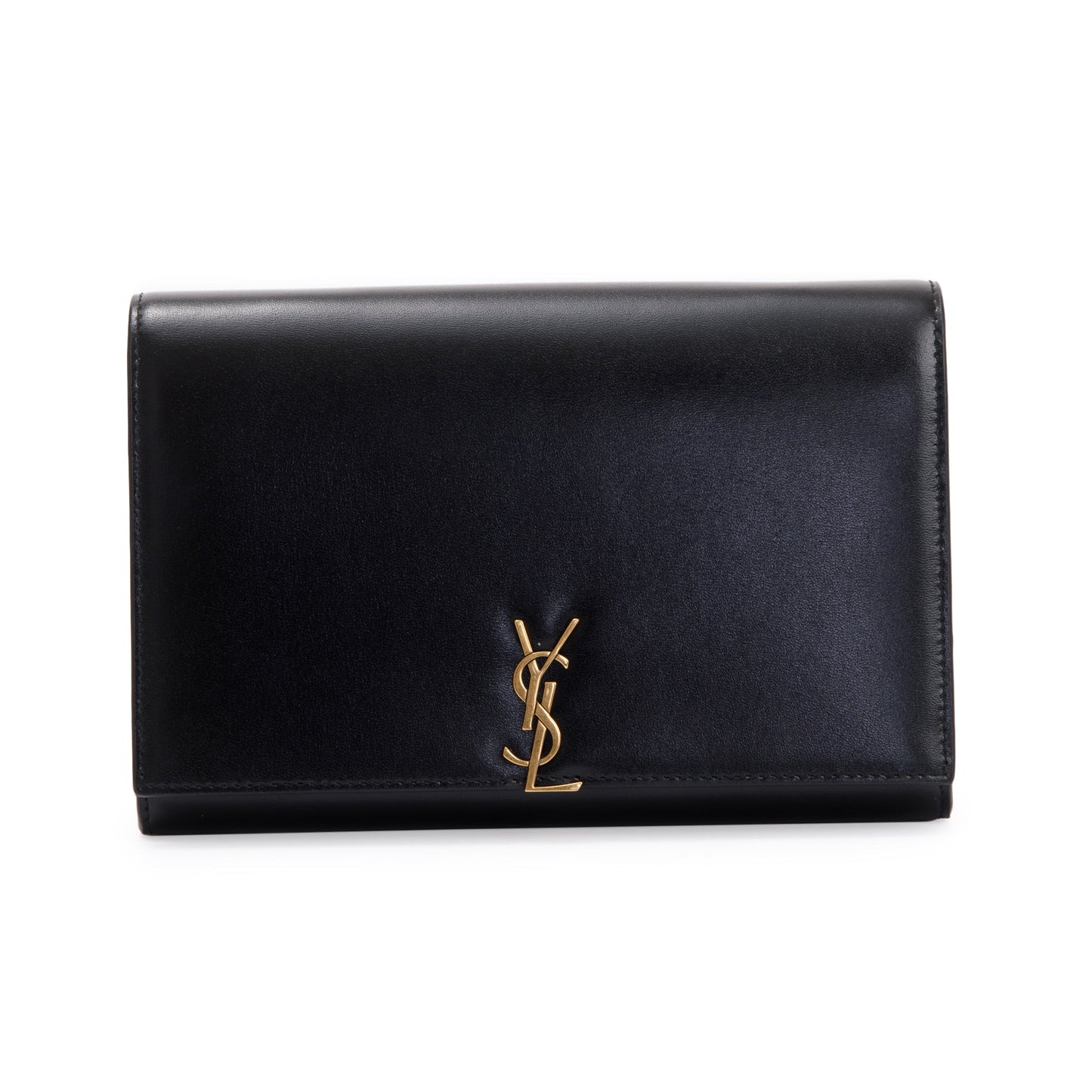 Saint Laurent 2021 Black Calfksin Leather Monogram Chain Wallet