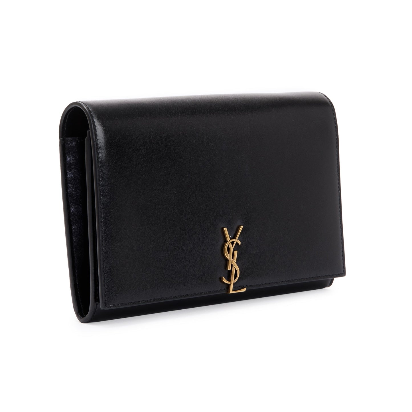 Saint Laurent 2021 Black Calfksin Leather Monogram Chain Wallet