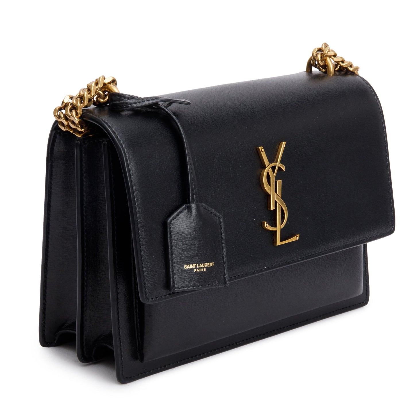 Saint Laurent 2021 Black Calfskin Leather Medium Sunset Shoulder Bag