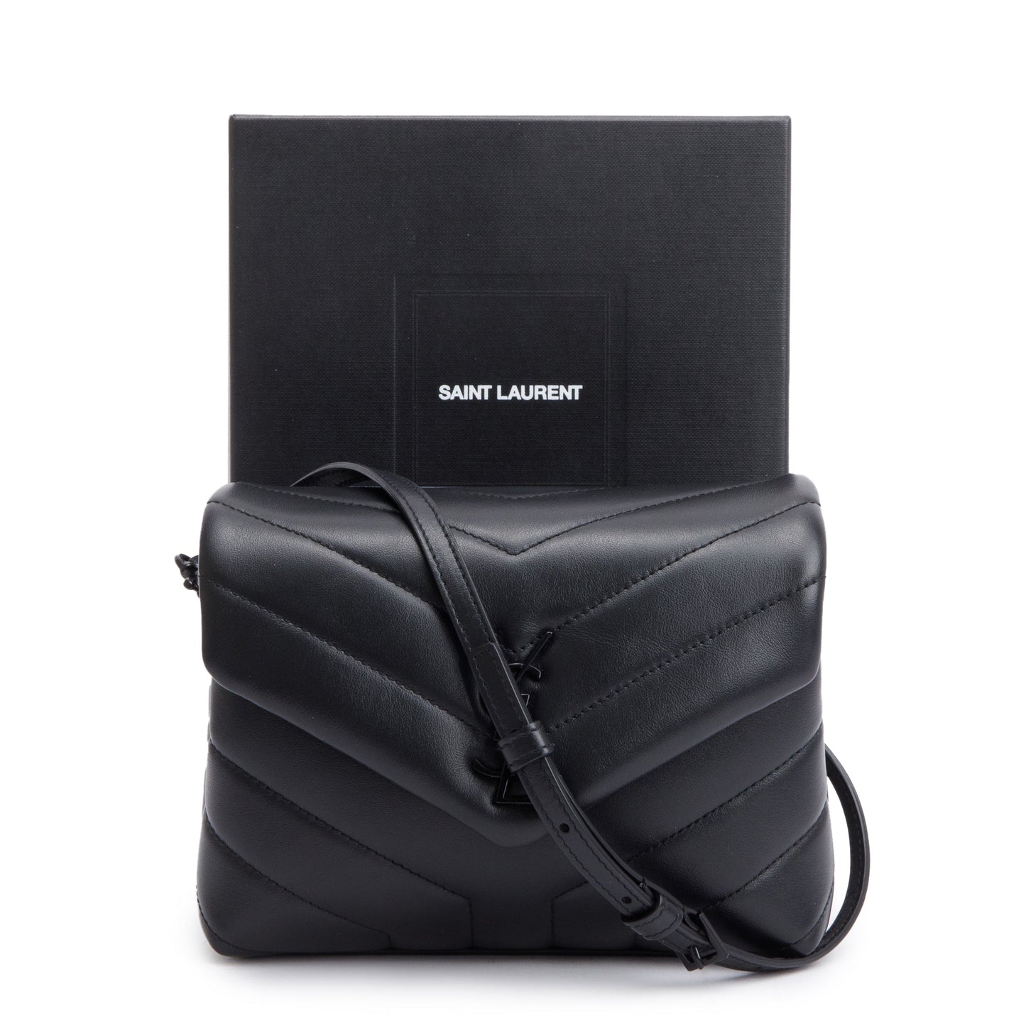 Saint Laurent 2021 Black Monogram Matelasse Toy Loulou Crossbody Bag