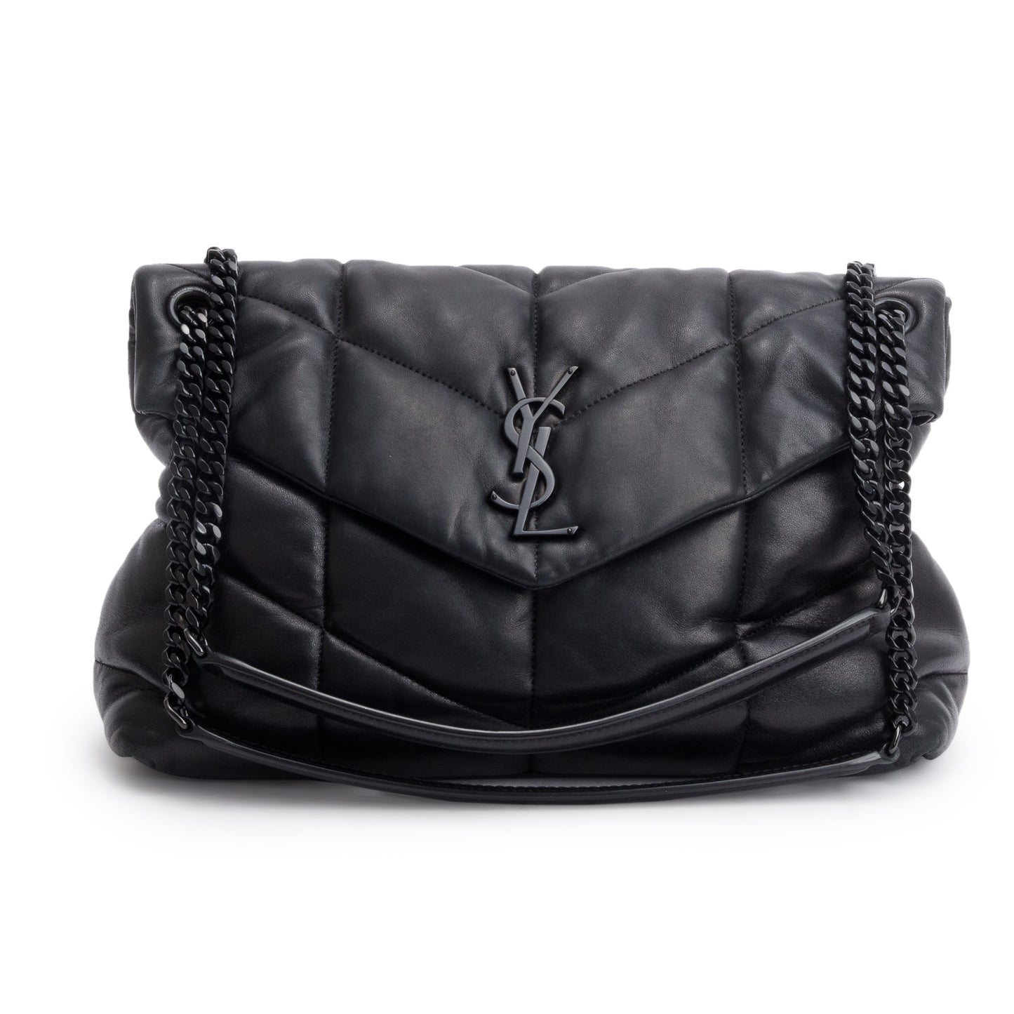 Saint Laurent 2021 Black Nappa Leather Medium Puffer Loulou Shoulder Bag