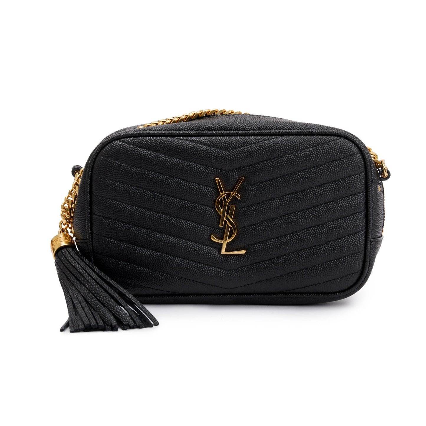 Saint Laurent 2021 Black Quilted Leather Mini Lou Camera Bag
