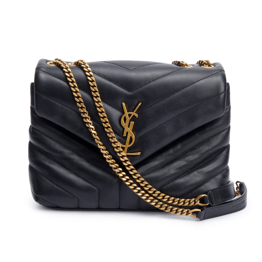 Saint Laurent 2021 Black Quilted Leather Small Loulou Monogram Shoulder Bag