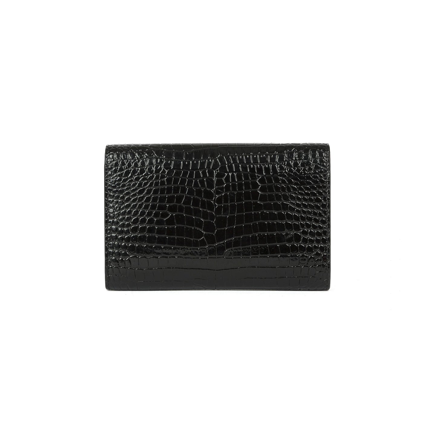 Saint Laurent 2021 Crocodile-Embossed Uptown Chain Wallet