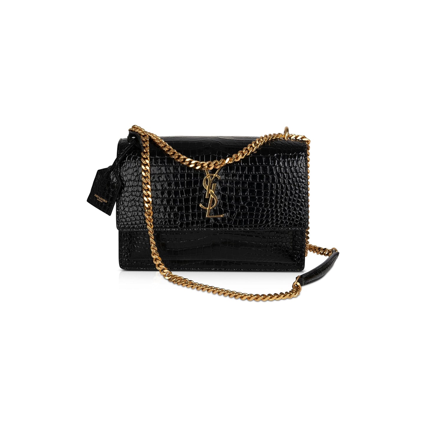 Saint Laurent 2021 Medium Crocodile Embossed Sunset Bag