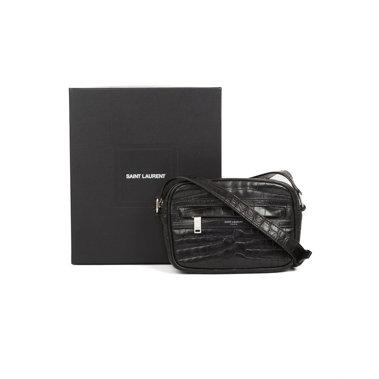 Saint Laurent 2021 Small Croc-Embossed Camp Camera Bag