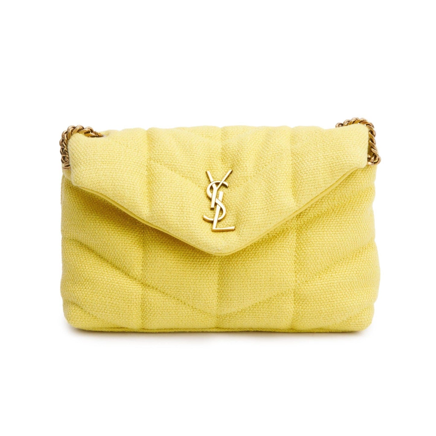 Saint Laurent 2021 Yellow Quilted Canvas Toy Puffer Loulou Shoulder Bags