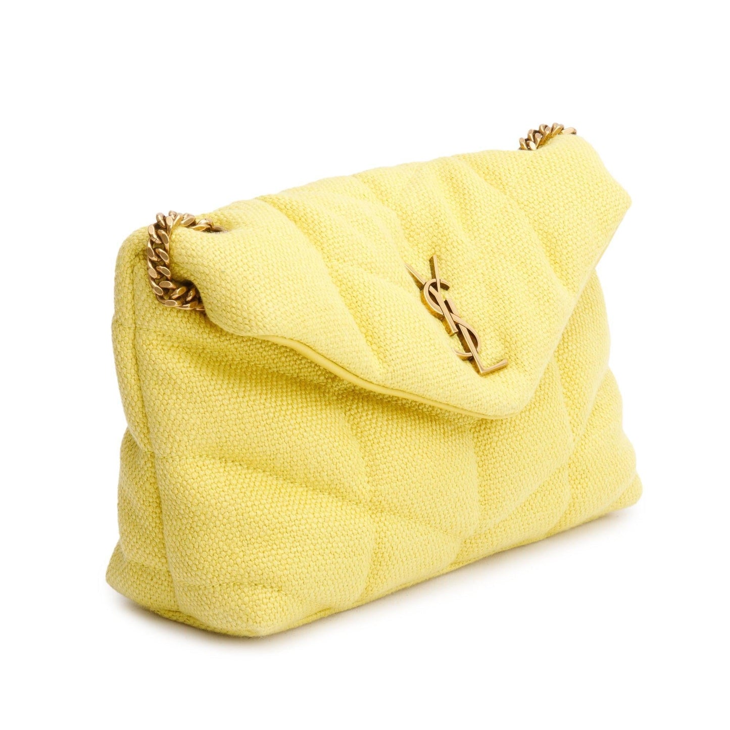 Saint Laurent 2021 Yellow Quilted Canvas Toy Puffer Loulou Shoulder Bags