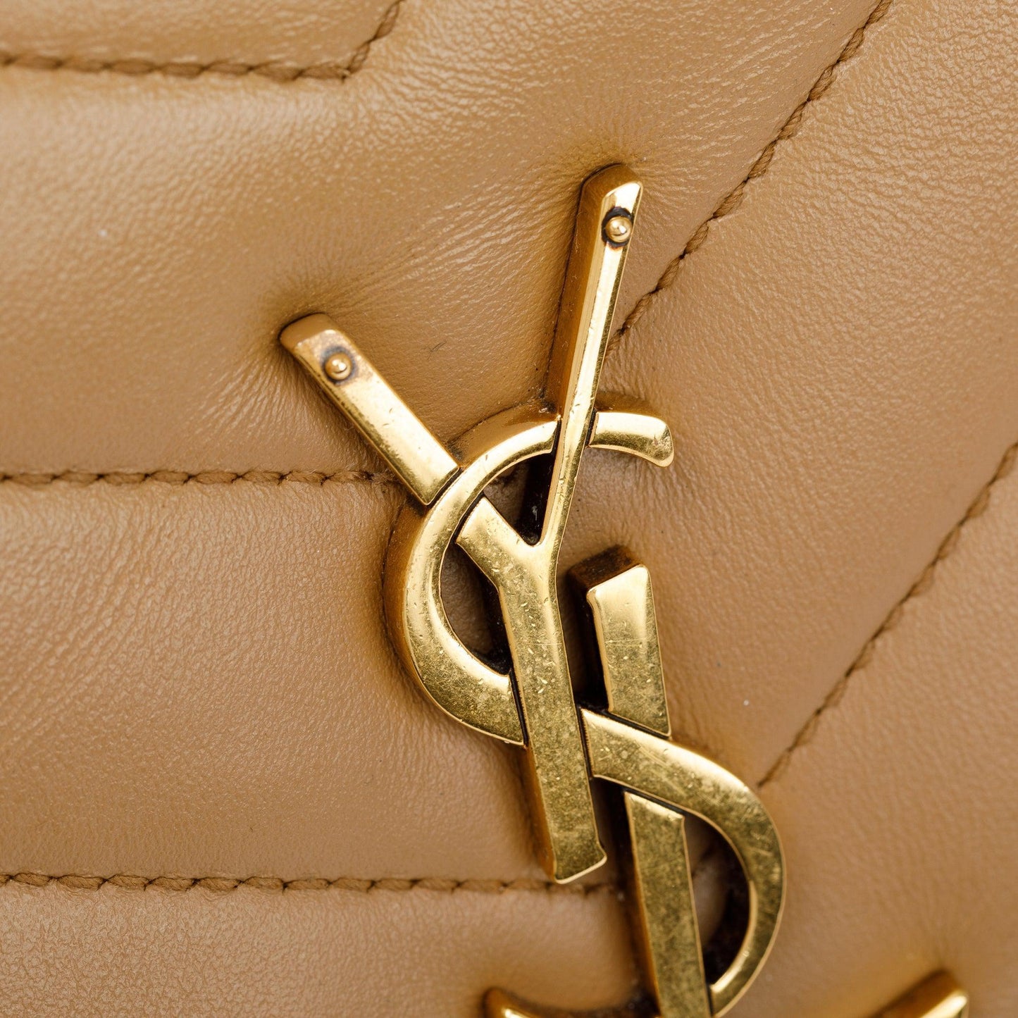 Saint Laurent 2022 Beige Calfskin Leather Small Loulou Chain Shoulder Bag
