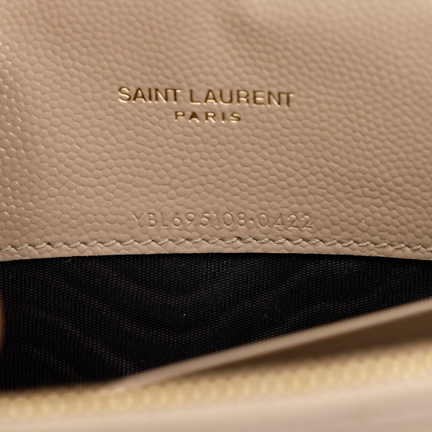 Saint Laurent 2022 Beige Cassandre Matelasse Envelope Chain Wallet