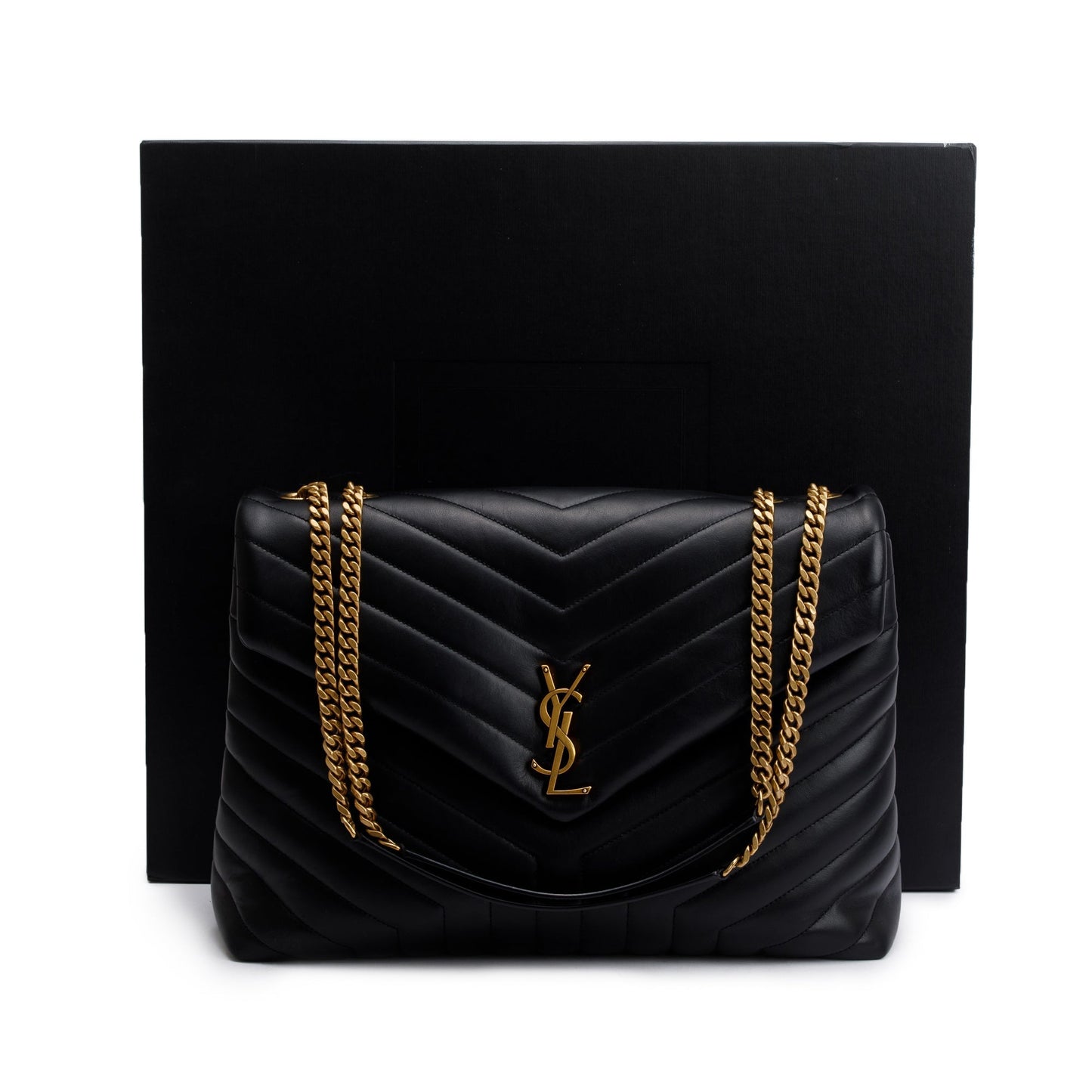 Saint Laurent 2022 Black Calfskin Leather Large Loulou Shoulder Bag