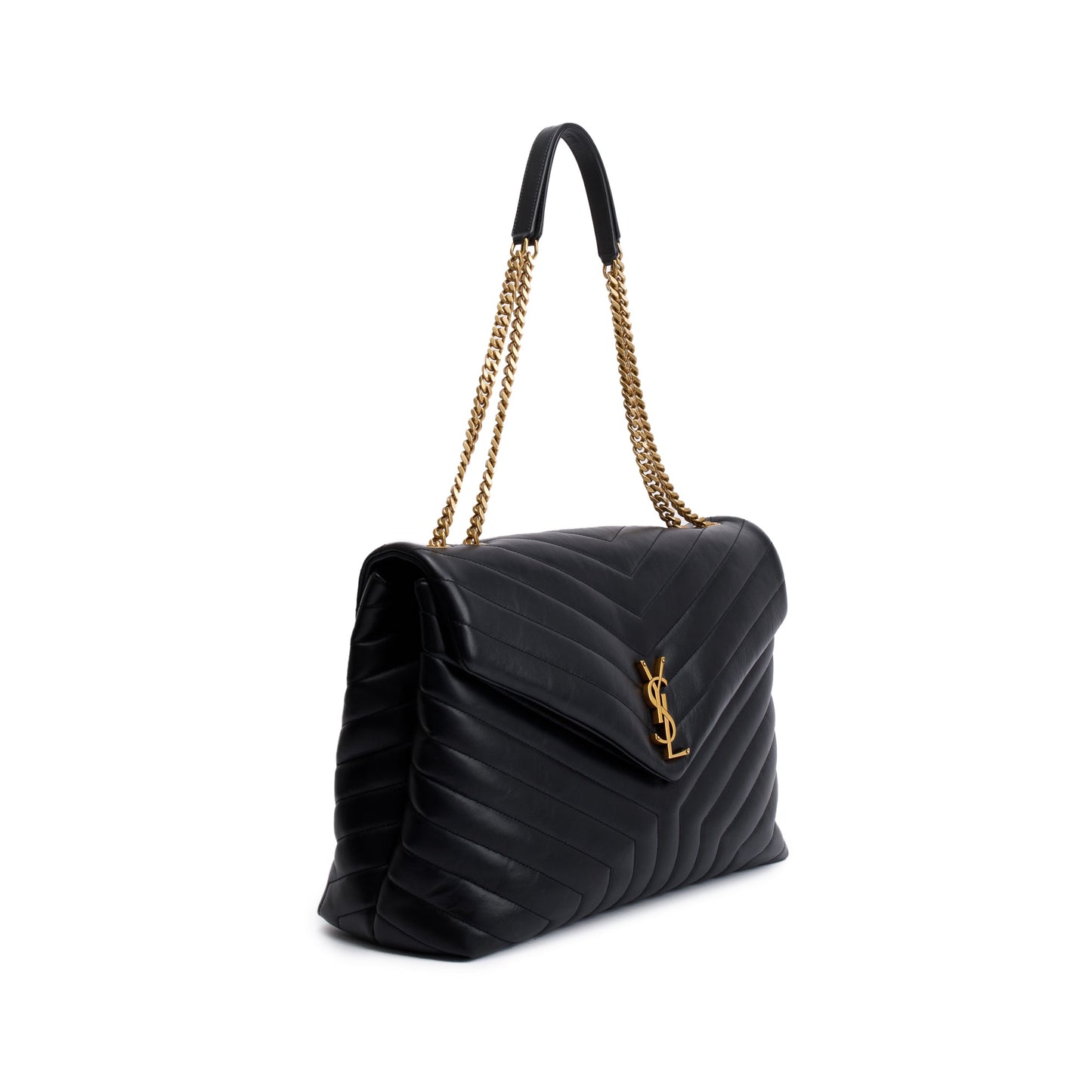 Saint Laurent 2022 Black Calfskin Leather Large Loulou Shoulder Bag