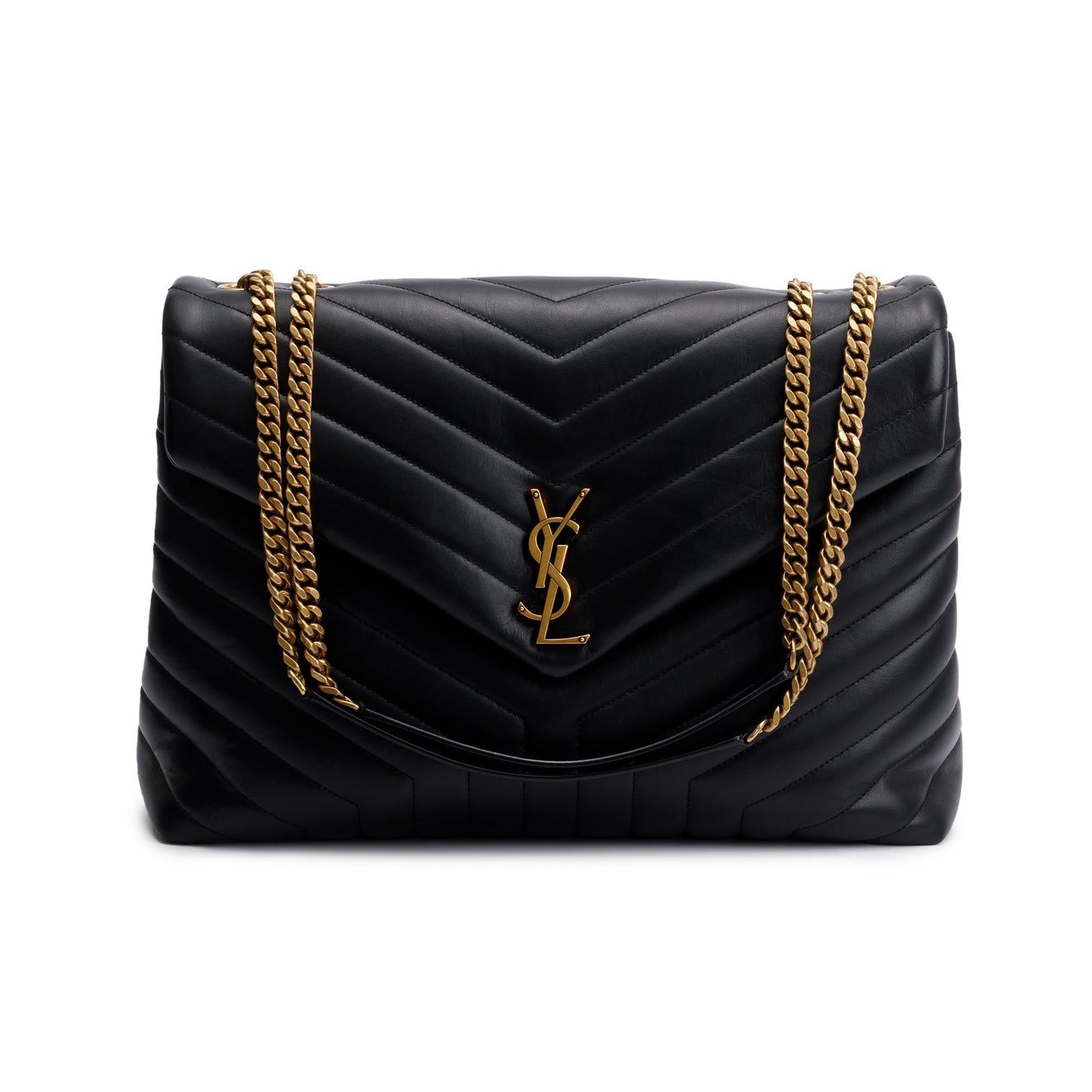 Saint Laurent 2022 Black Calfskin Leather Large Loulou Shoulder Bag