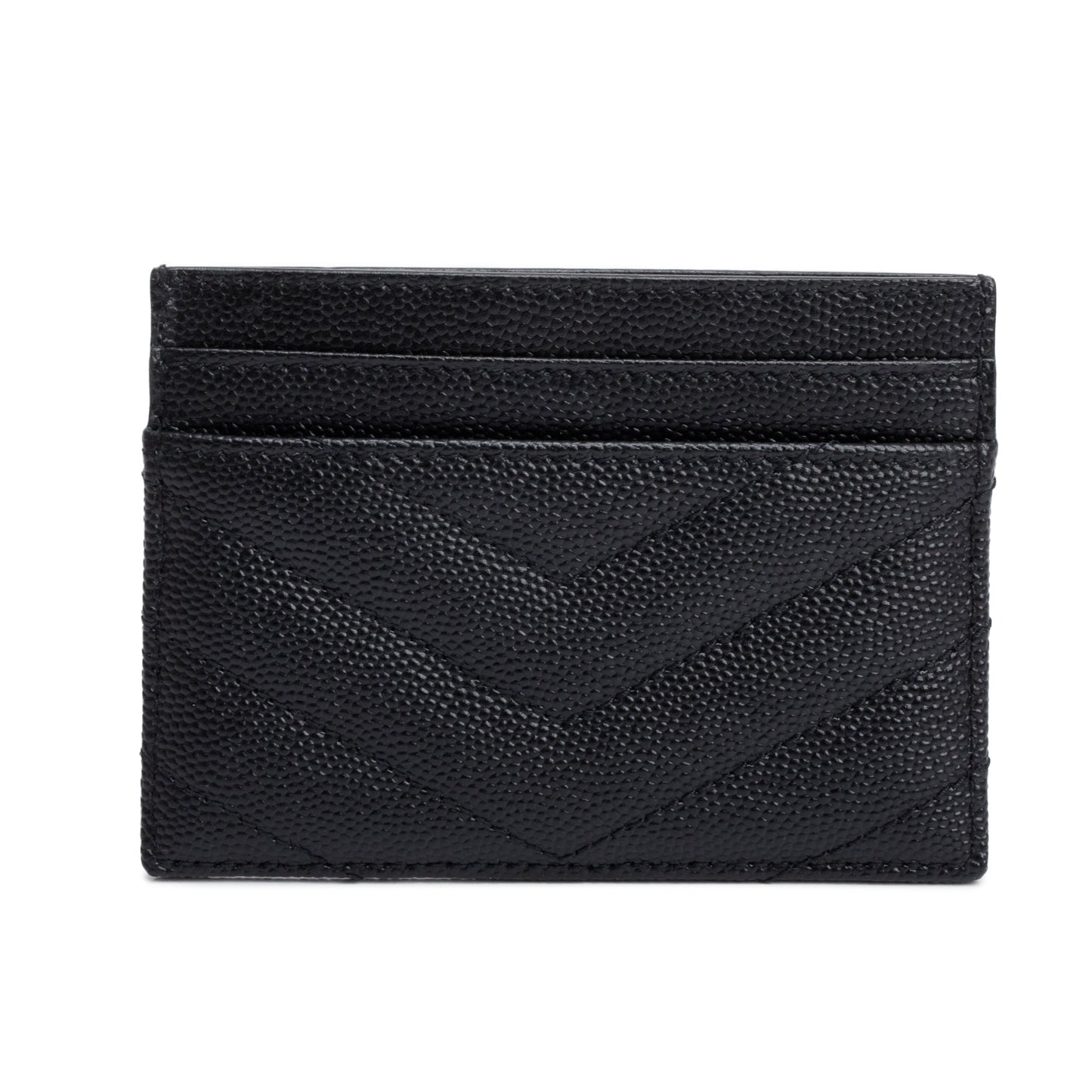 Saint Laurent 2022 Black Grain De Poudre Leather Cassandre Matelasse Card Case
