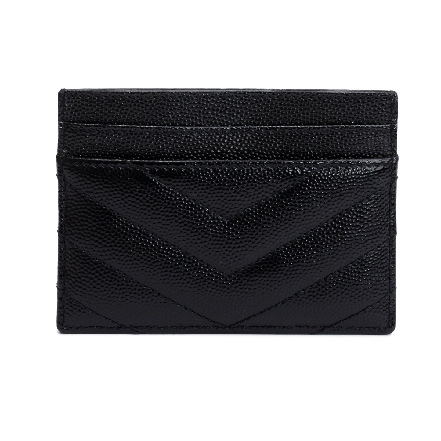 Saint Laurent 2022 Black Grain De Poudre Leather Cassandre Matelasse Card Case