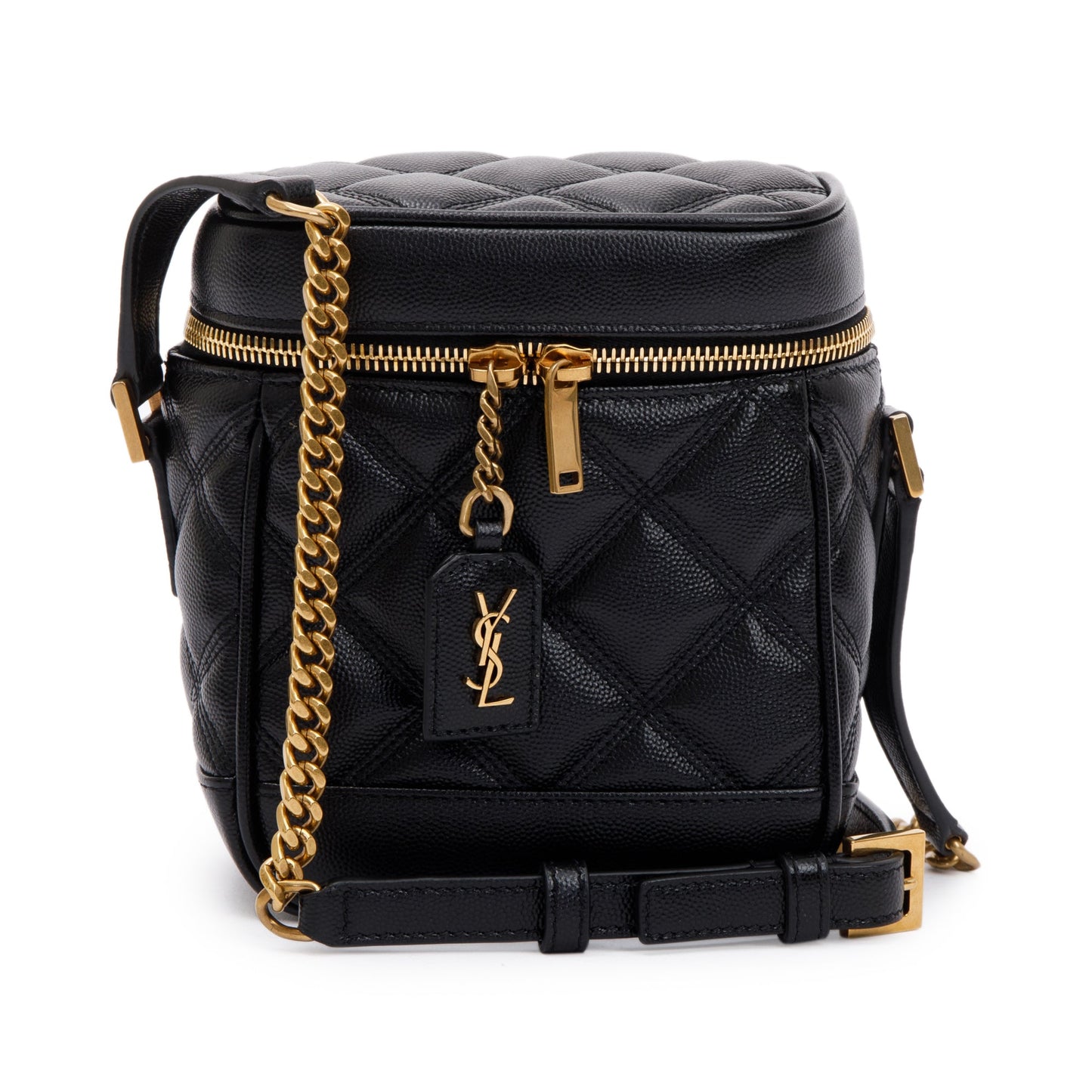 Saint Laurent 2022 Black Grain de Poudre Leather 80's Vanity Bag