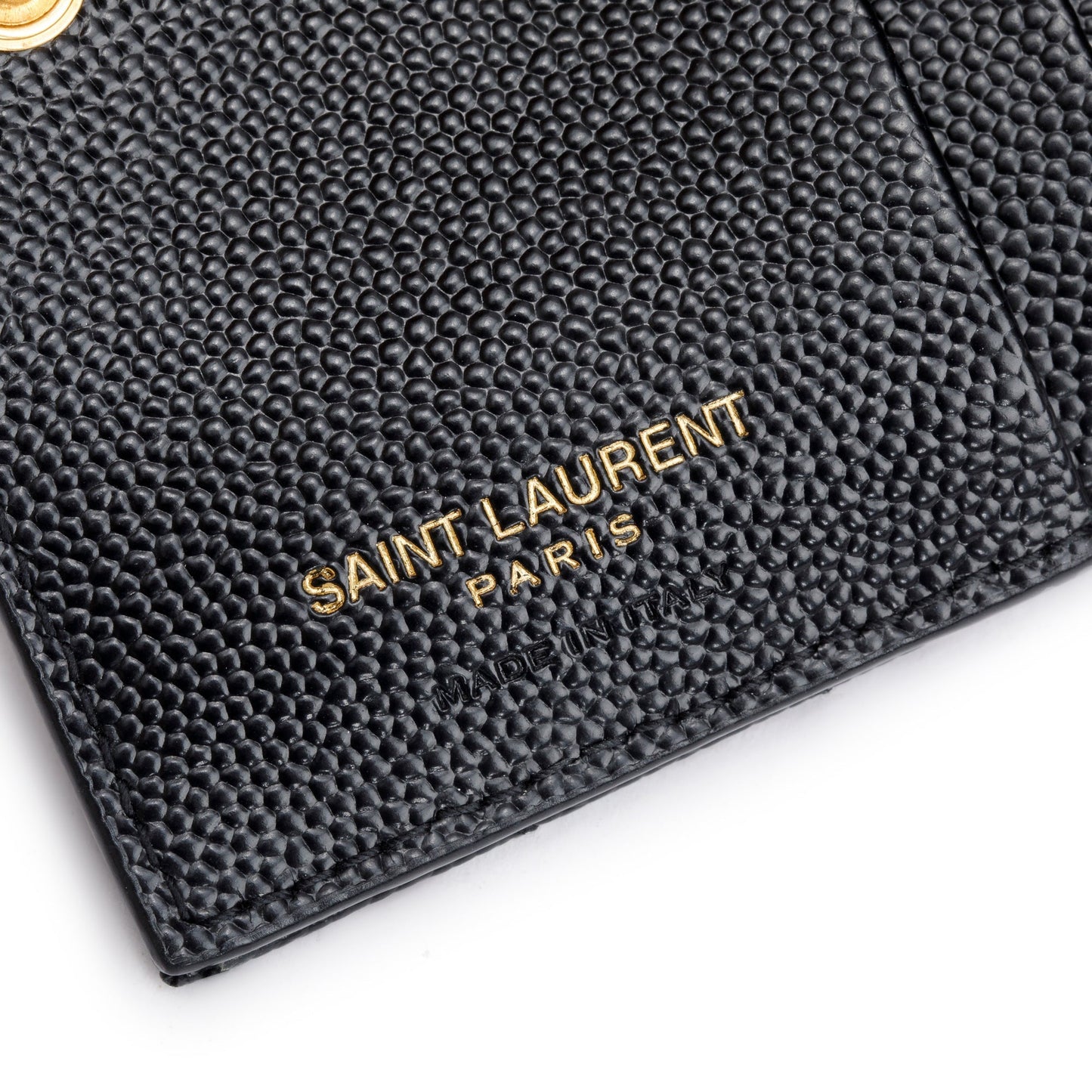 Saint Laurent 2022 Black Grain de Poudre Leather Cassandre Matelasse Bi-Fold Wallet