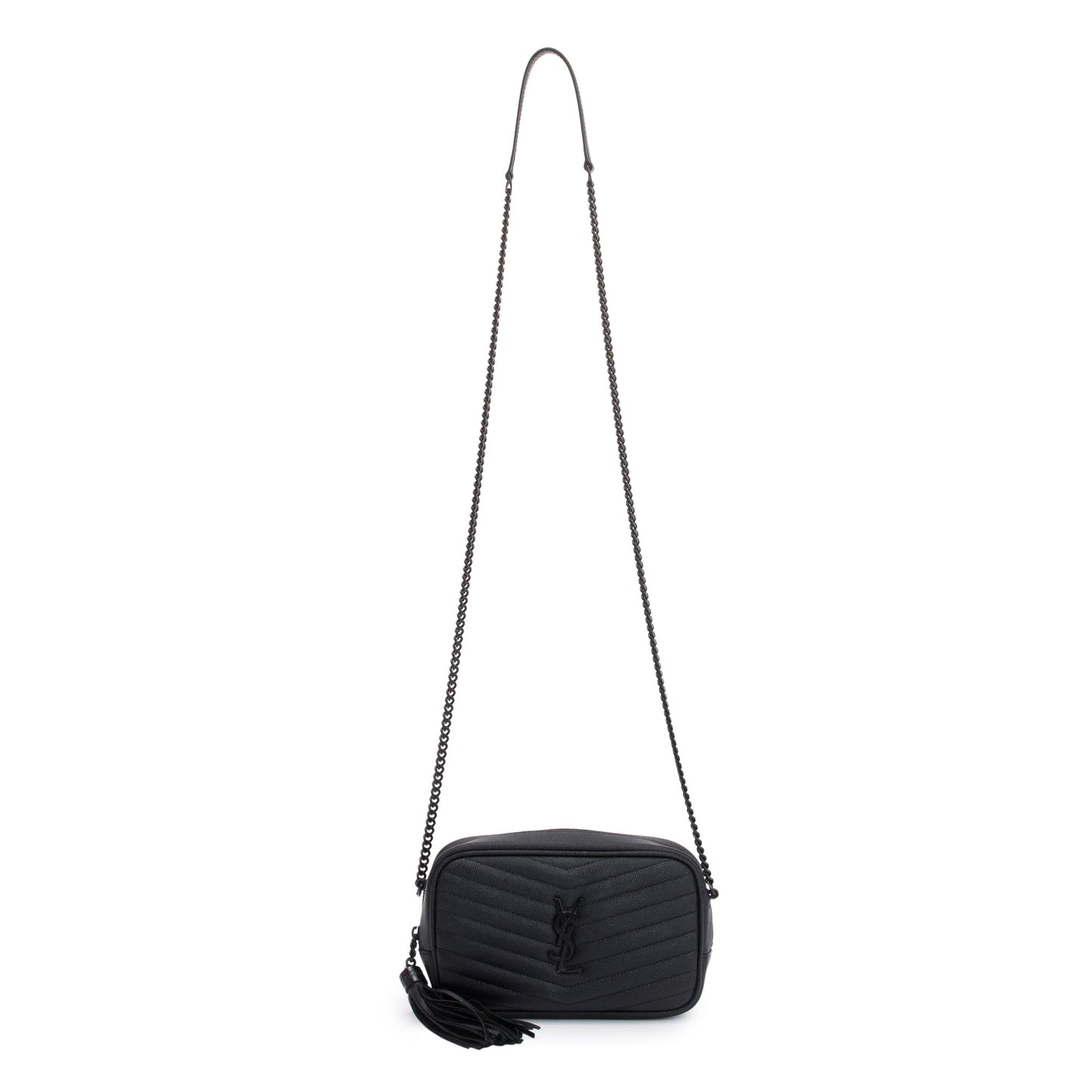 Saint Laurent 2022 Black Grain de Poudre Matelasse Mini Lou Camera Bag