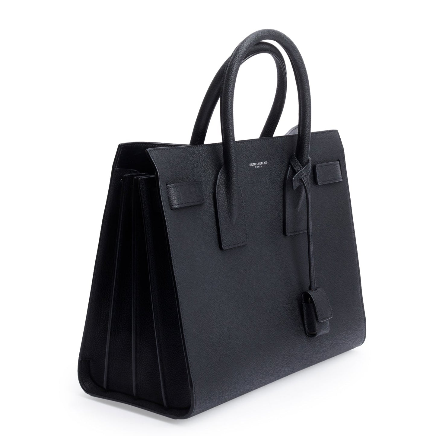 Saint Laurent 2022 Black Grained Calfskin Leather Small Sac De Jour