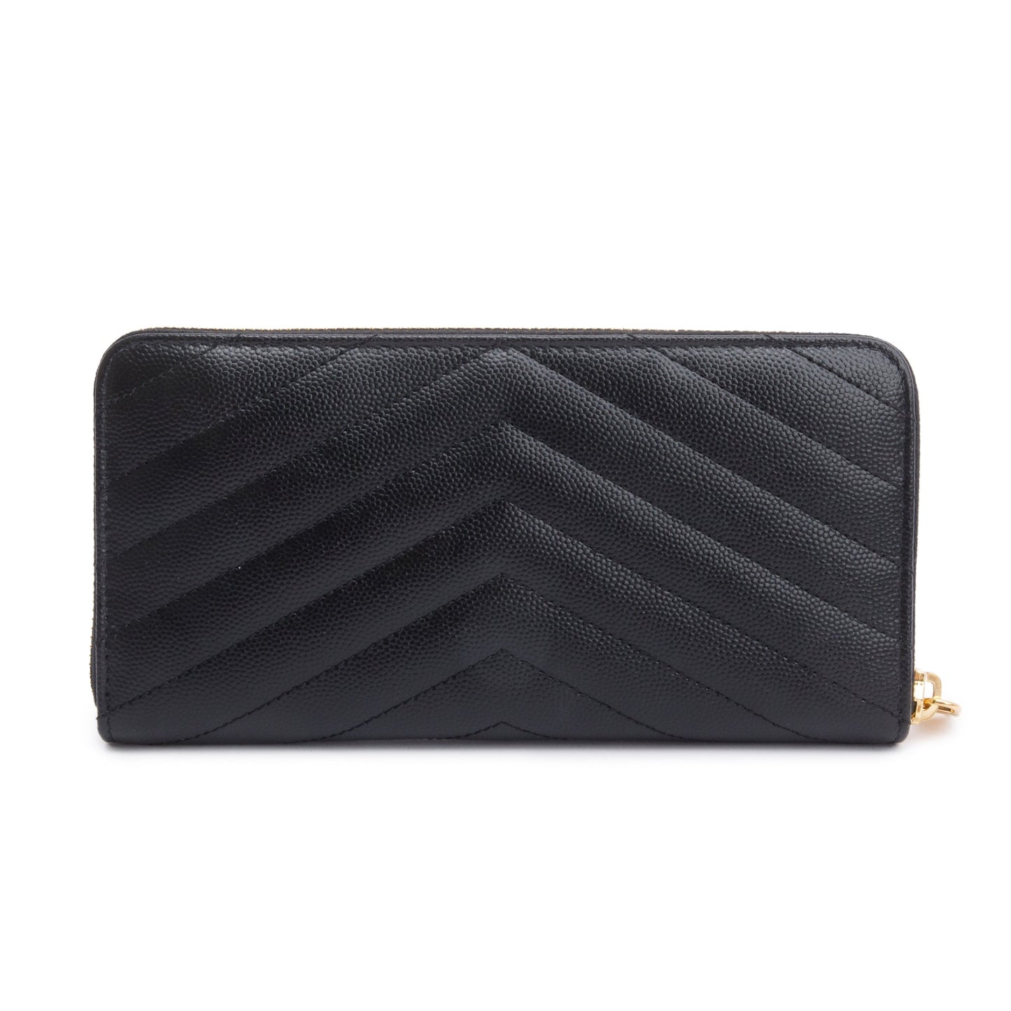 Saint Laurent 2022 Black Grained De Poudre Cassandre Marelasse Zip Around Wallet