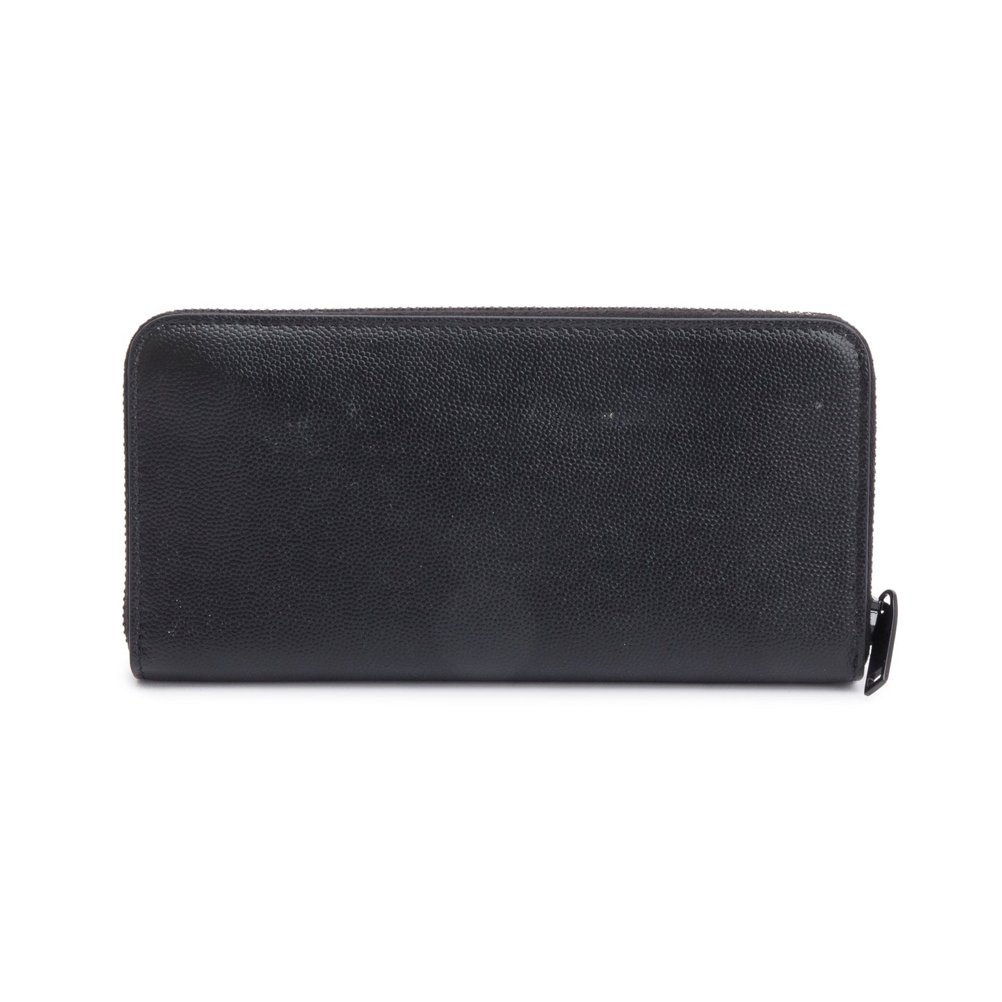 Saint Laurent 2022 Black Grained De Poudre Cassandre Zip Around Wallet