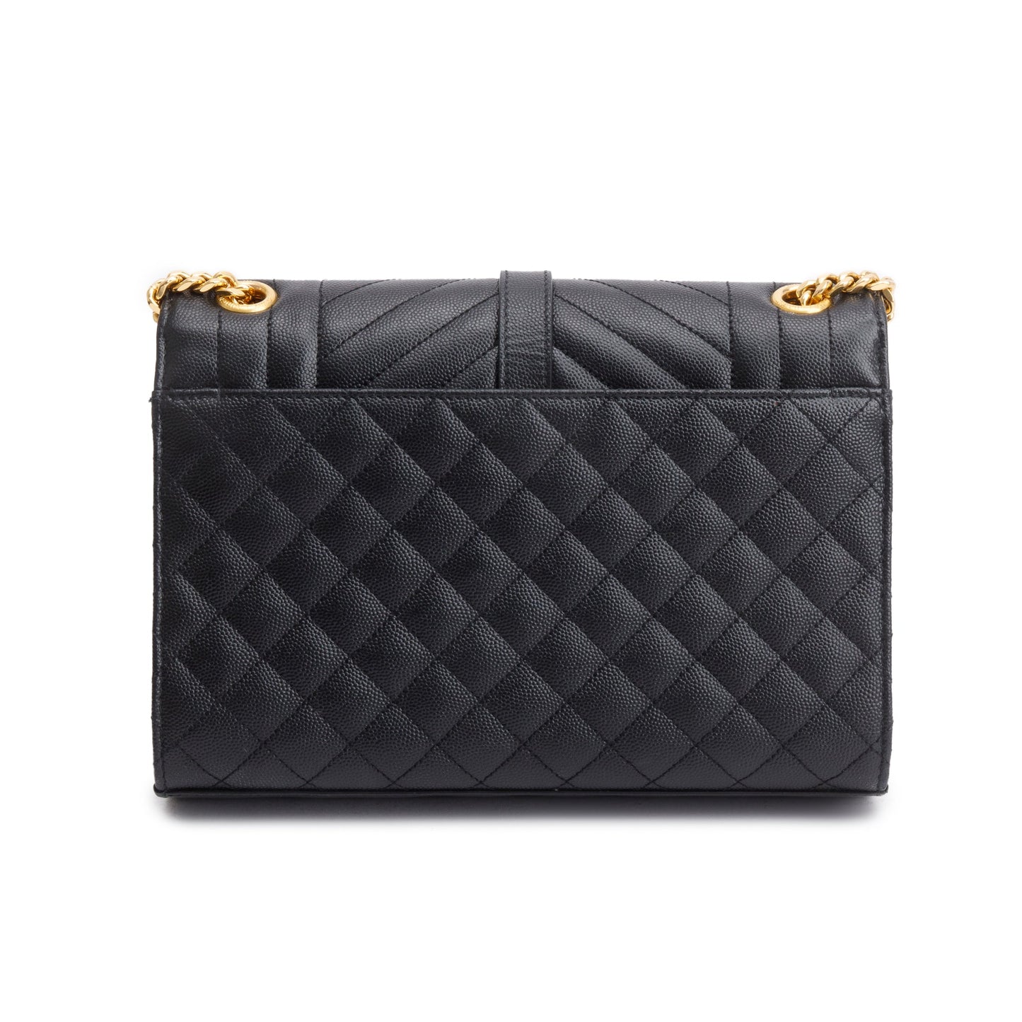 Saint Laurent 2022 Black Grained De Poudre Medium Envelope Shoulder Bag