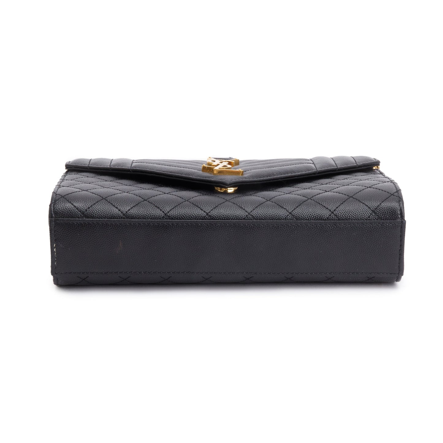 Saint Laurent 2022 Black Grained De Poudre Medium Envelope Shoulder Bag