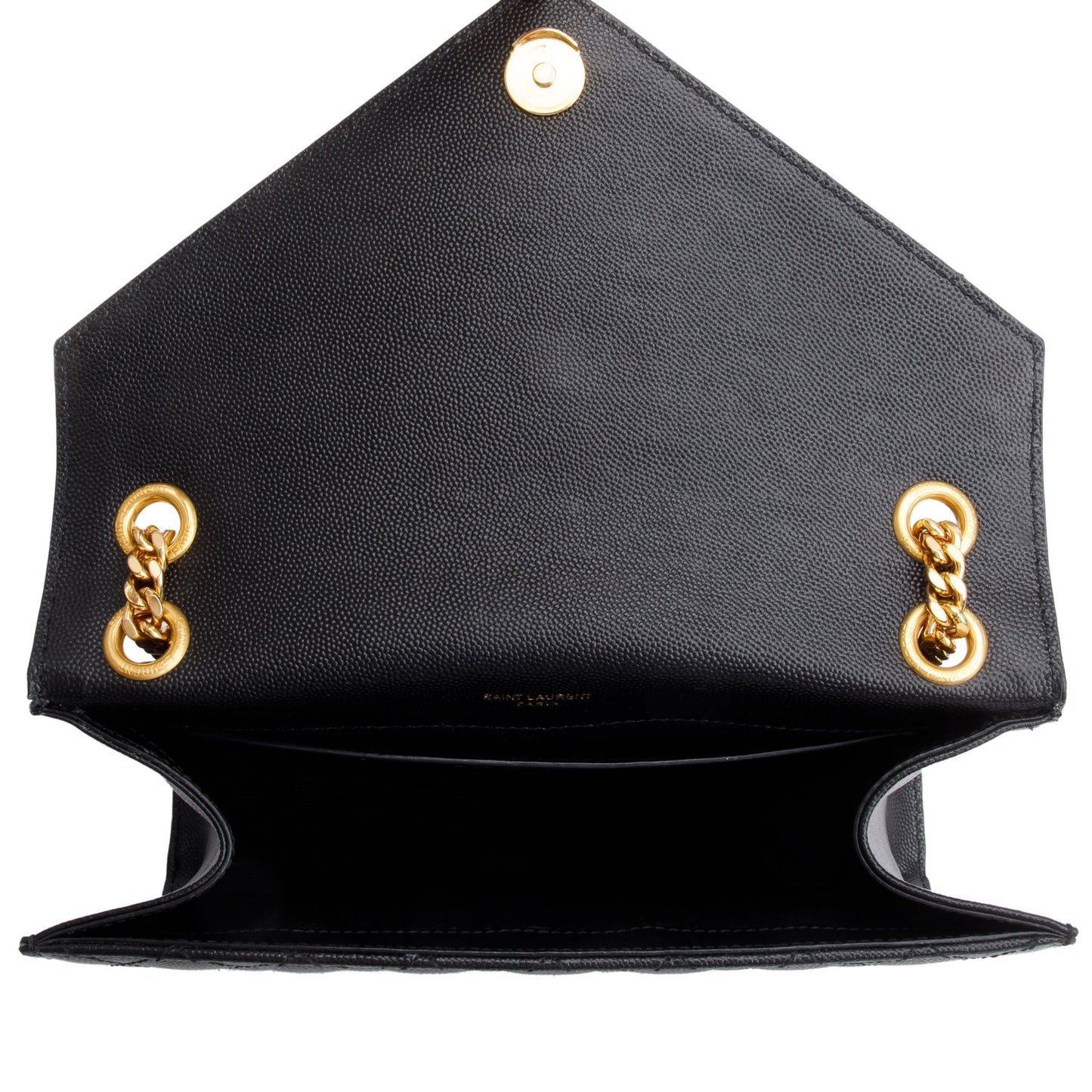 Saint Laurent 2022 Black Grained De Poudre Medium Envelope Shoulder Bag