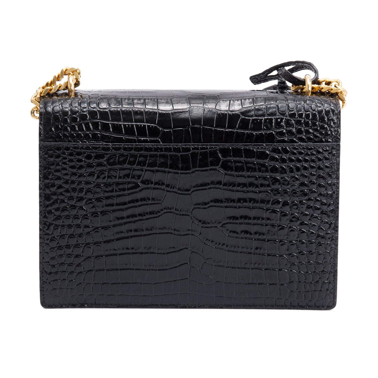 Saint Laurent 2022 Black Medium Crocodile Embossed Sunset Bag