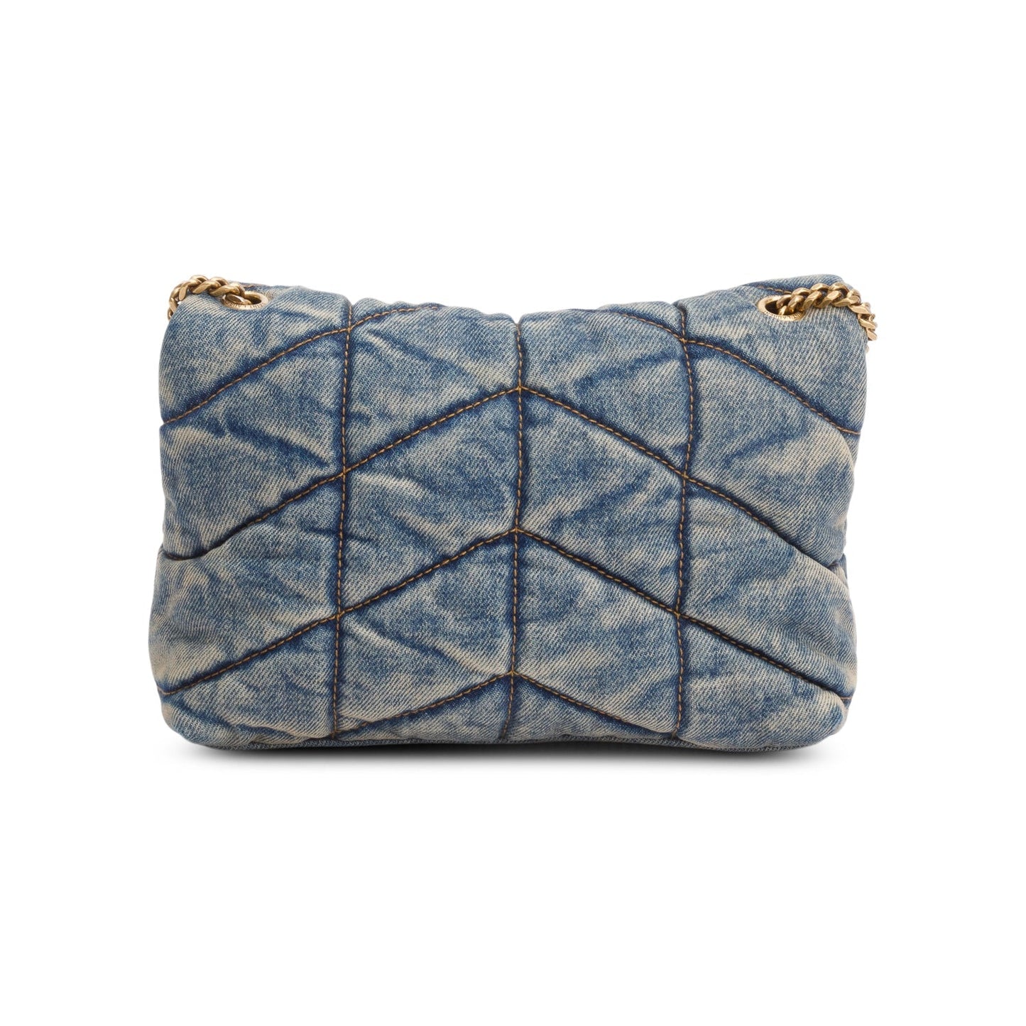 Saint Laurent 2022 Blue Denim Toy Puffer Loulou Shoulder Bag