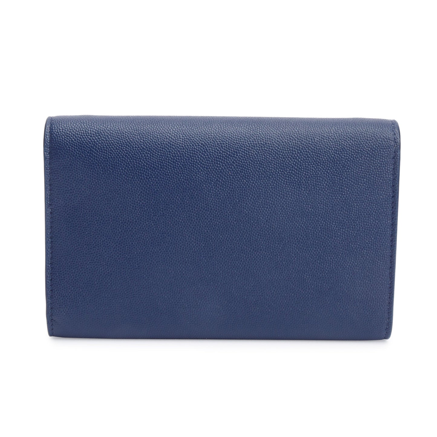 Saint Laurent 2022 Blue Grain De Poudre Leather Uptown Chain Wallet