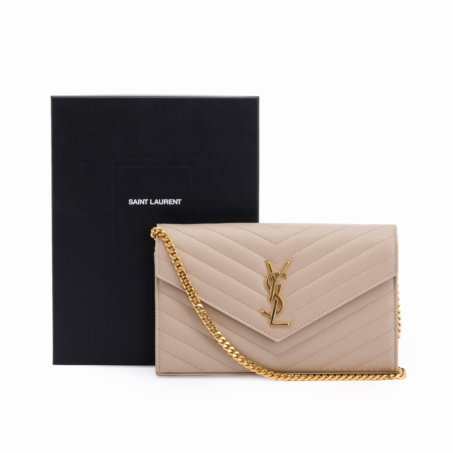 Saint Laurent 2022 Cassandre Matelasse Chain Wallet