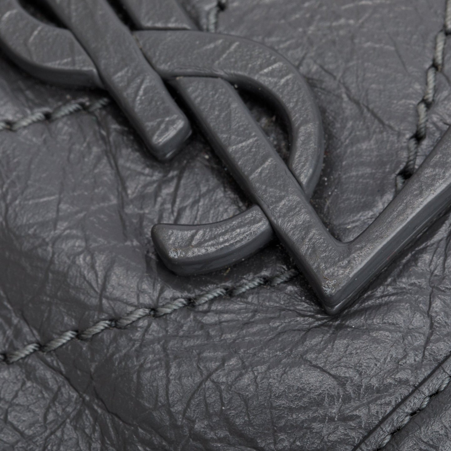 Saint Laurent 2022 Grey Crinkled Calfskin Leather Medium Niki Shoulder Bag