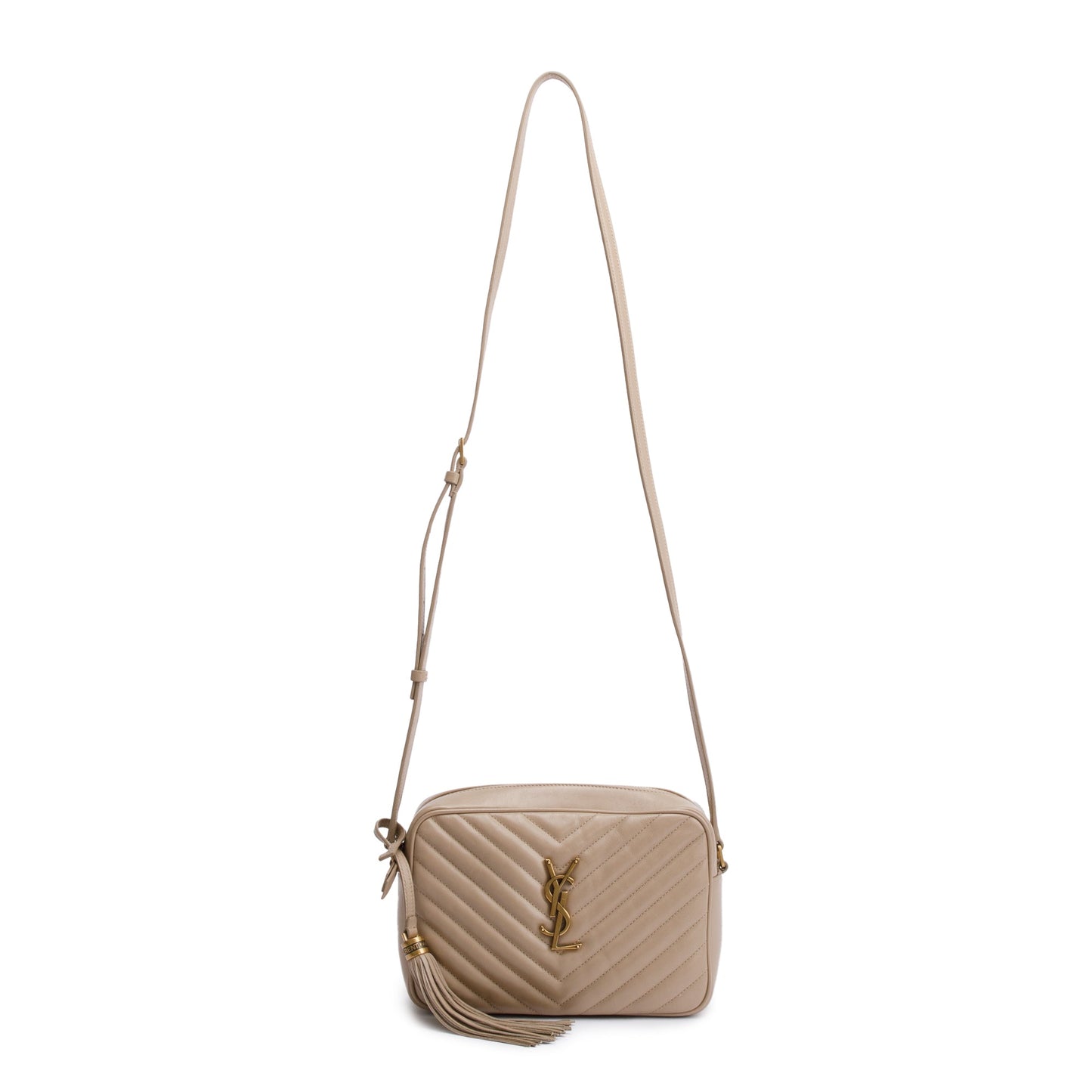 Saint Laurent 2022 Neutral Quilted Leather Lou Camera Bag