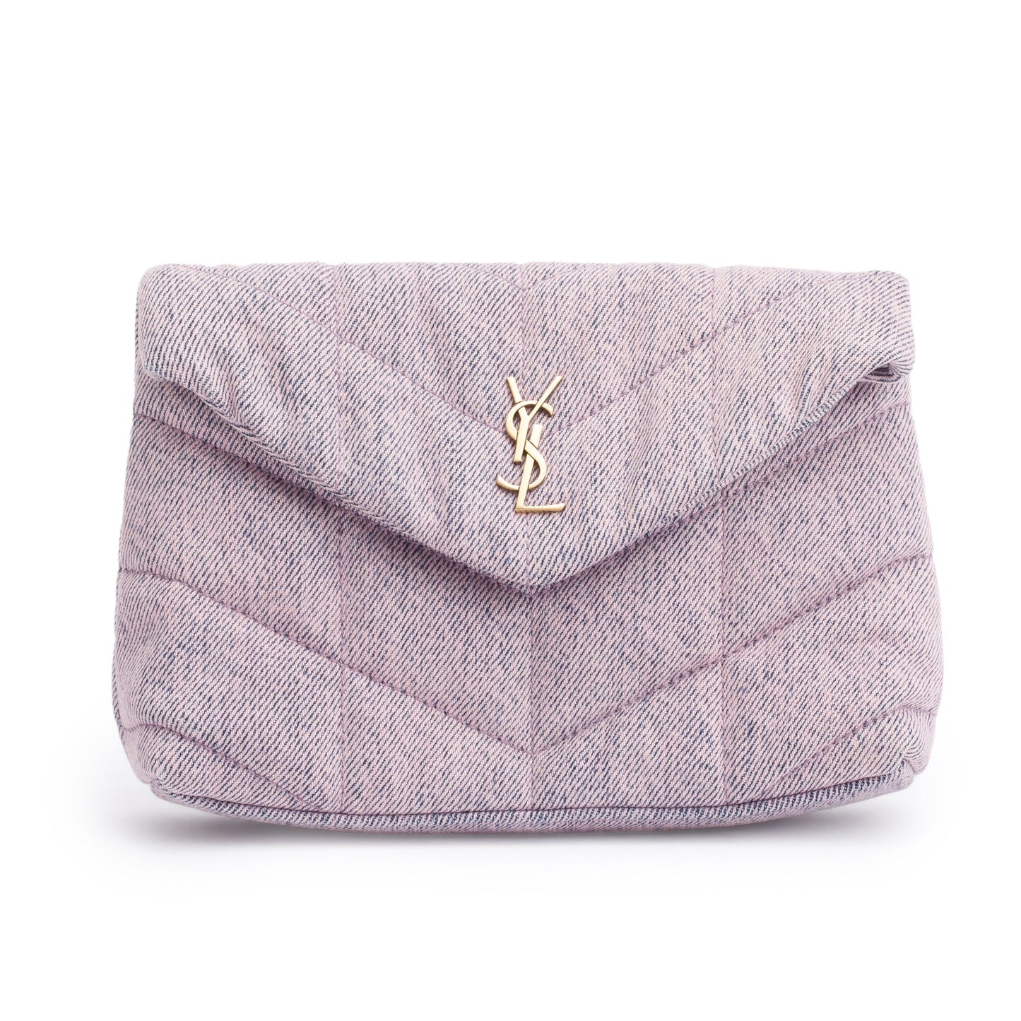 Saint Laurent 2022 Purple Denim Small Puffer Pouch