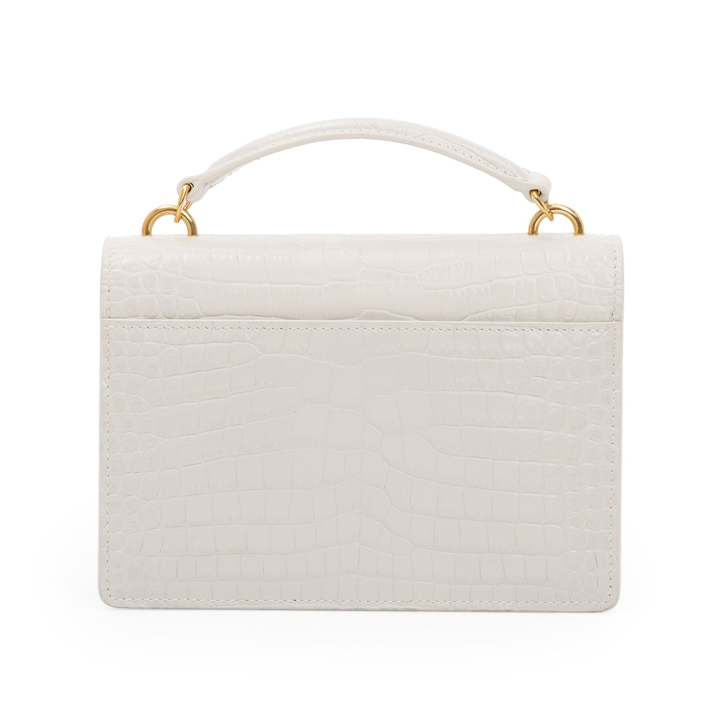 Saint Laurent 2022 White Crocodile Embossed Sunset Chain Wallet