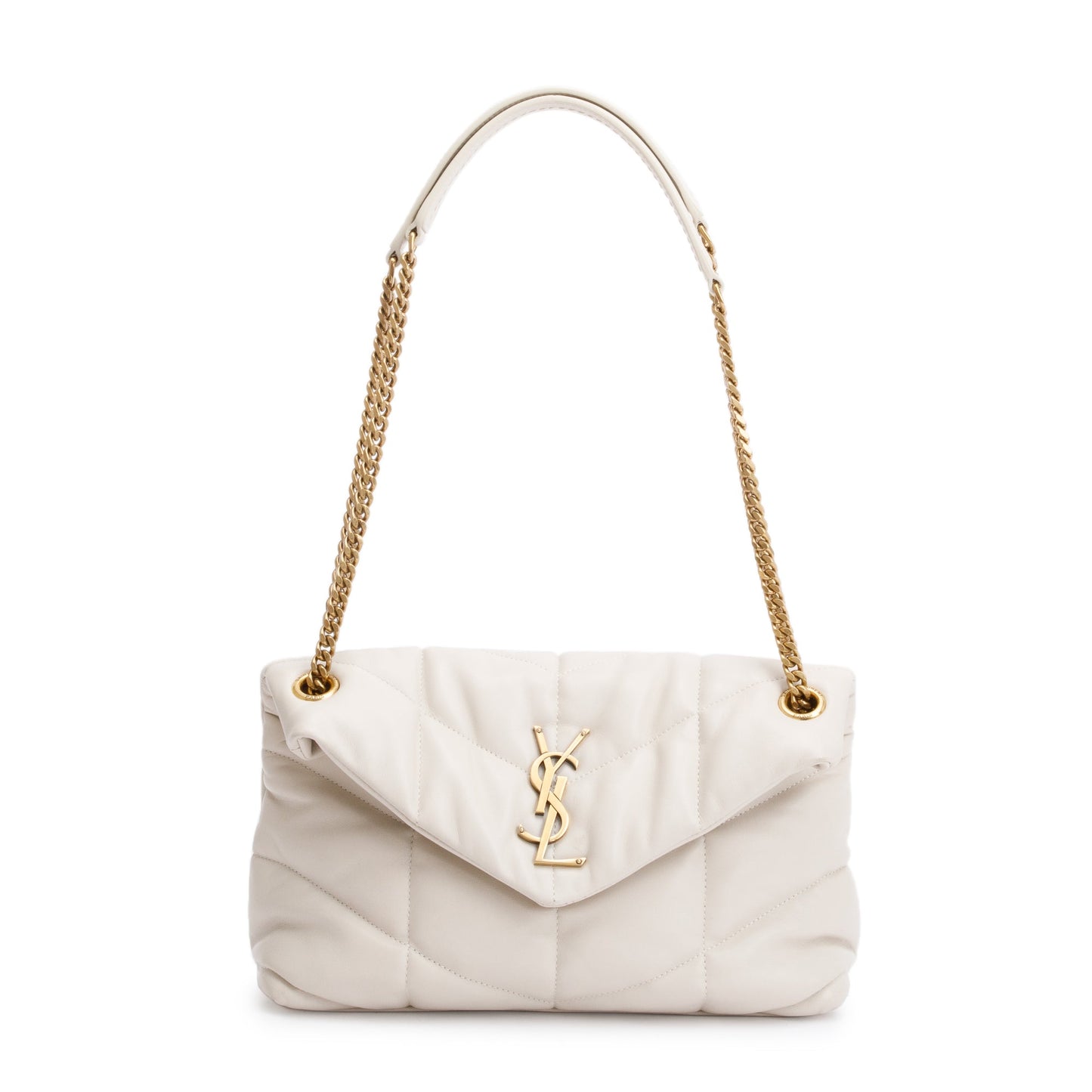 Saint Laurent 2022 White Nappa Leather Toy Puffer Loulou Shoulder Bag