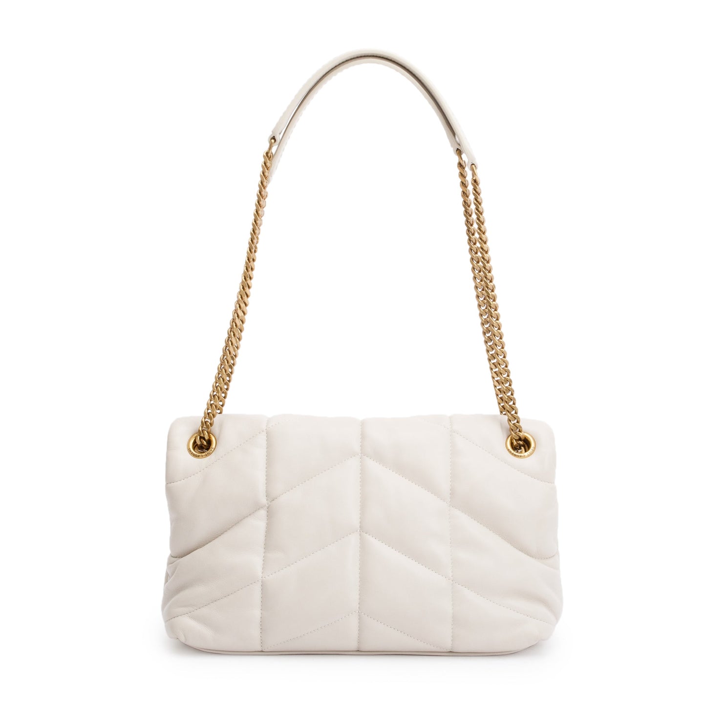 Saint Laurent 2022 White Nappa Leather Toy Puffer Loulou Shoulder Bag