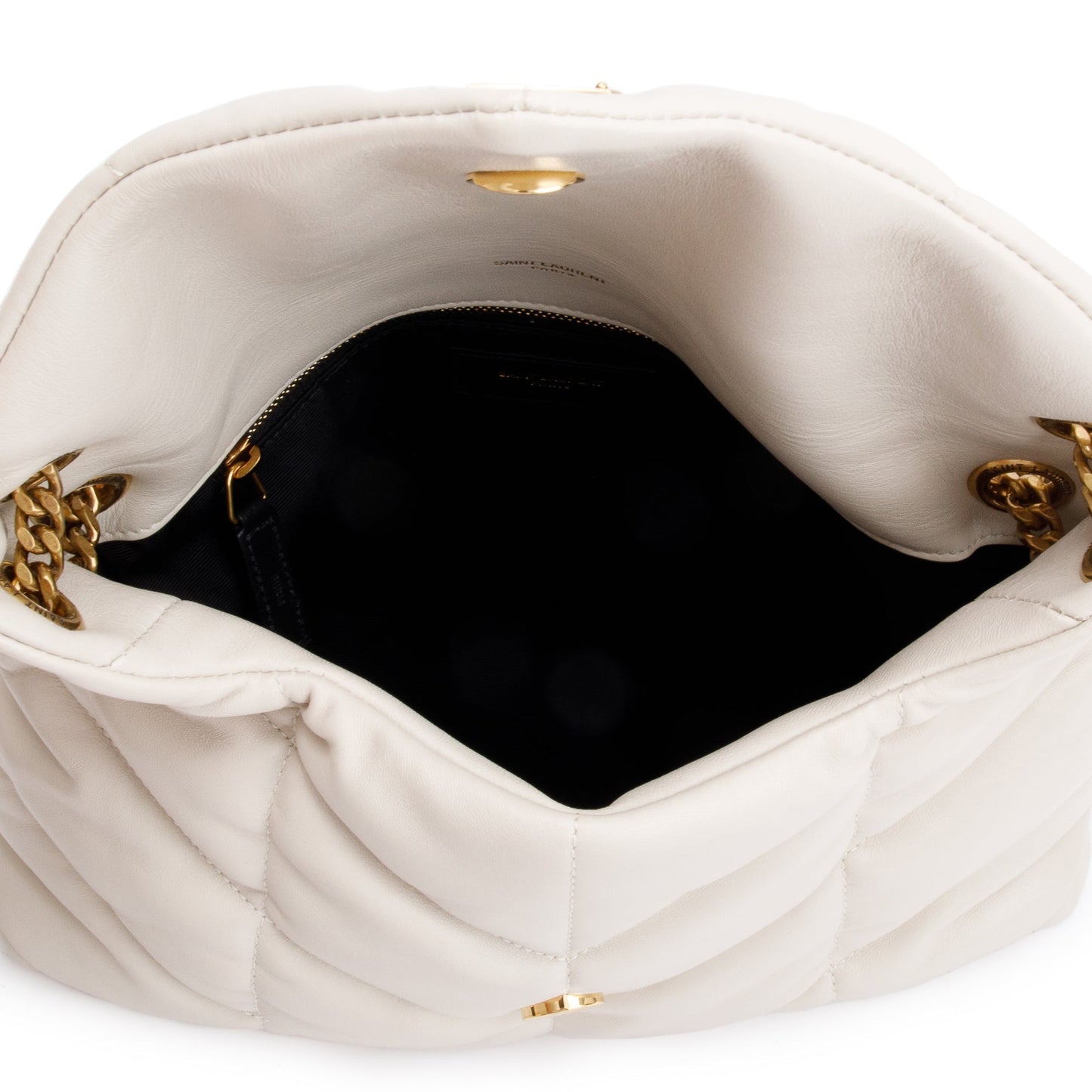 Saint Laurent 2022 White Nappa Leather Toy Puffer Loulou Shoulder Bag