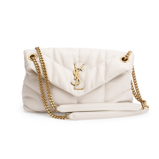 Saint Laurent 2022 White Nappa Leather Toy Puffer Loulou Shoulder Bag